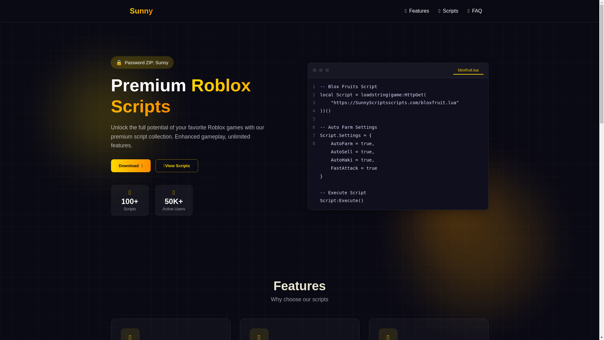 website screenshot of https://sunnyscripts.pro/