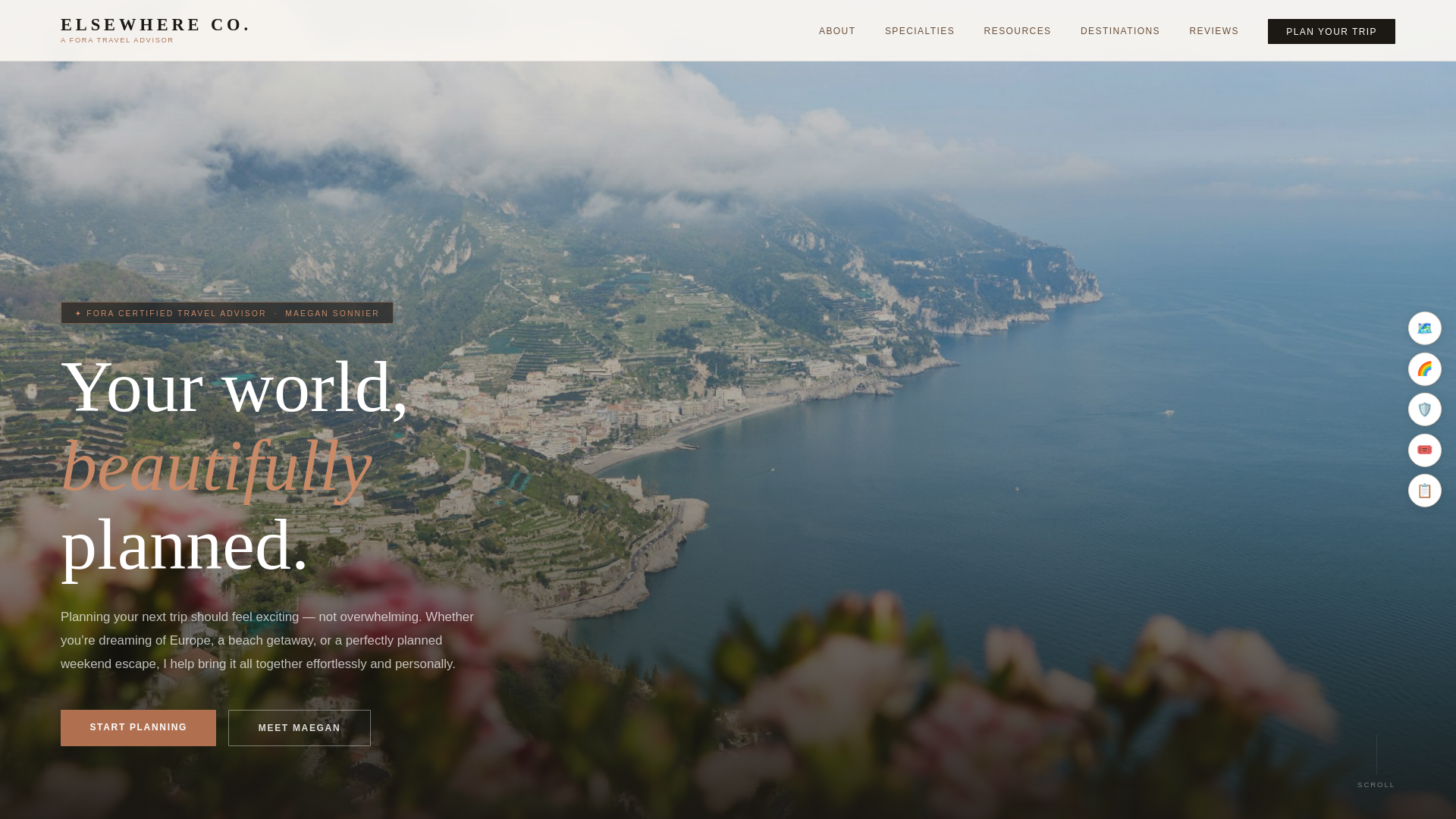 website screenshot of https://elsewhere-travels.com