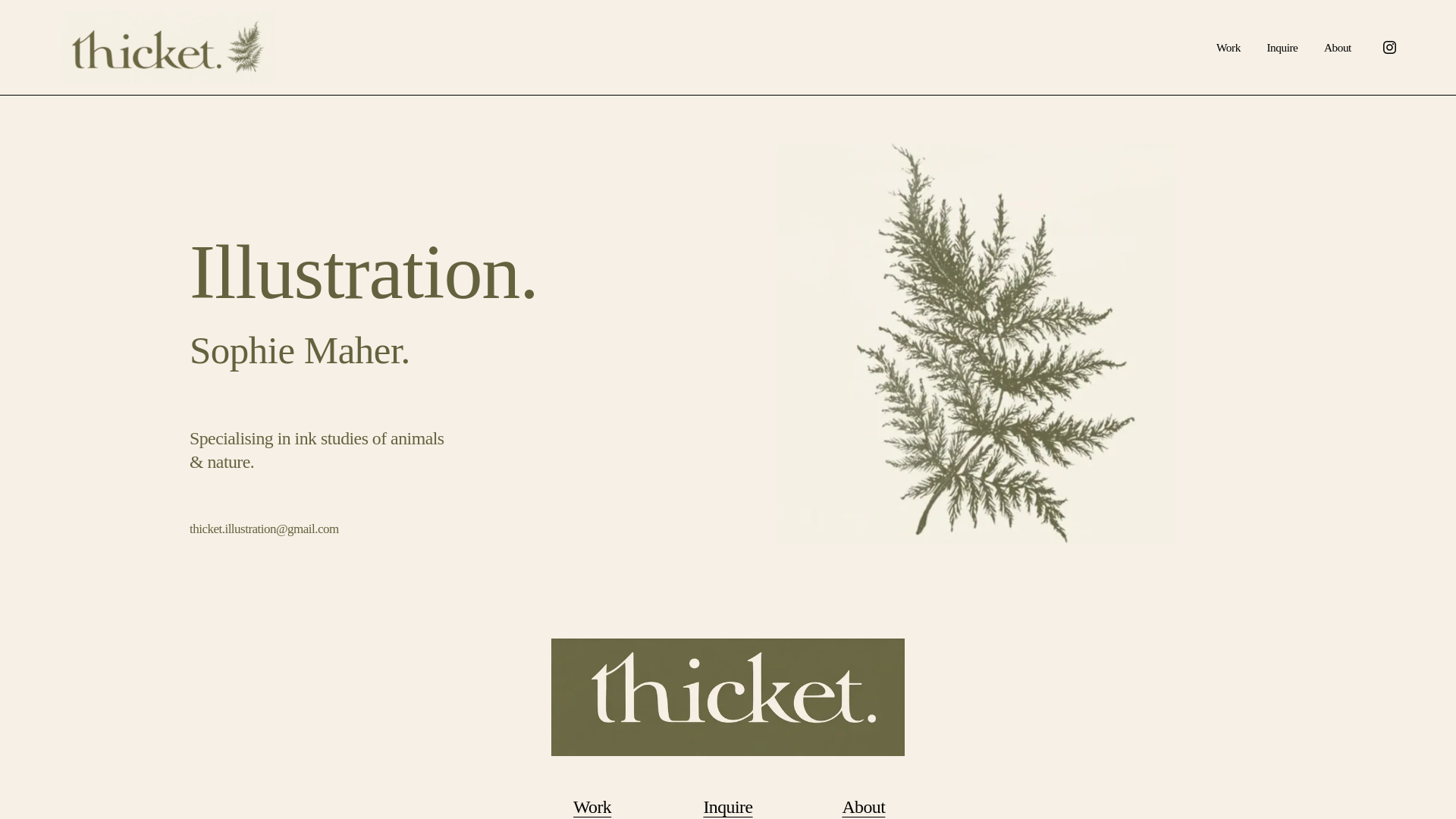 website screenshot of https://thicketstudio.uk