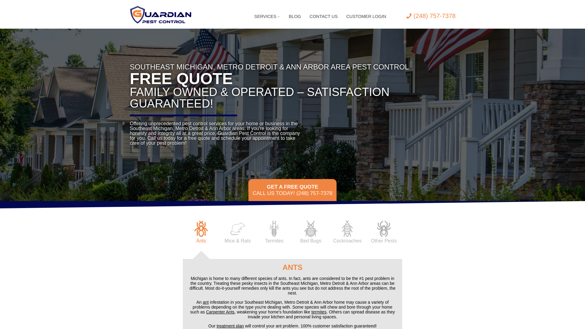 website screenshot of https://guardianpestdirect.info