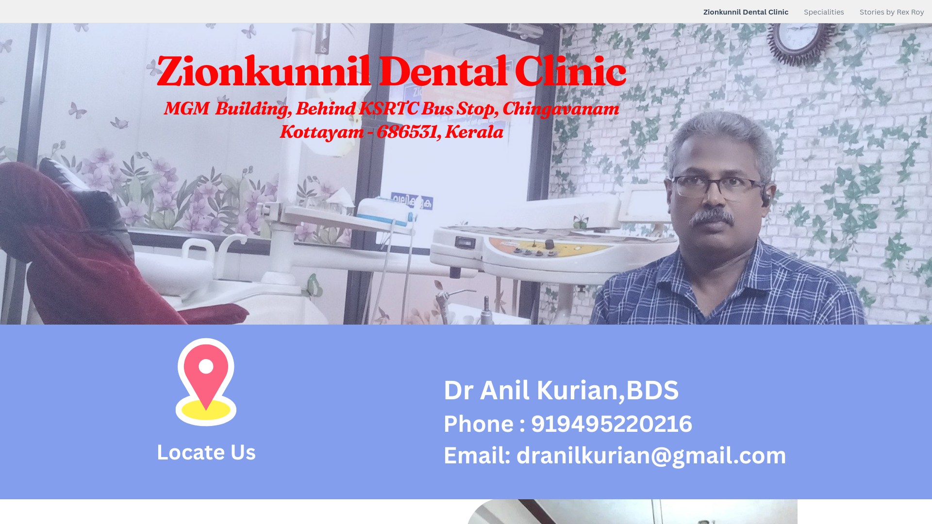 website screenshot of https://dranilkurian.co.in/