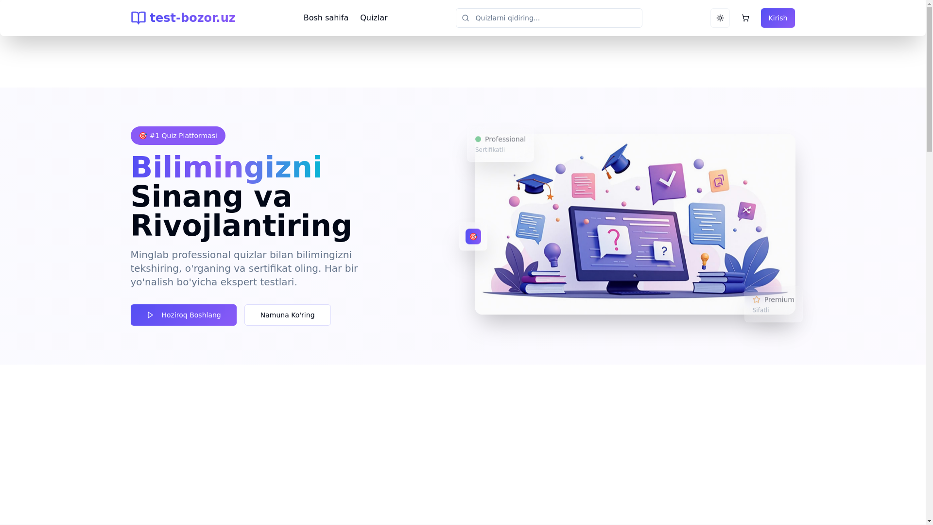 website screenshot of https://test-bozor.uz/