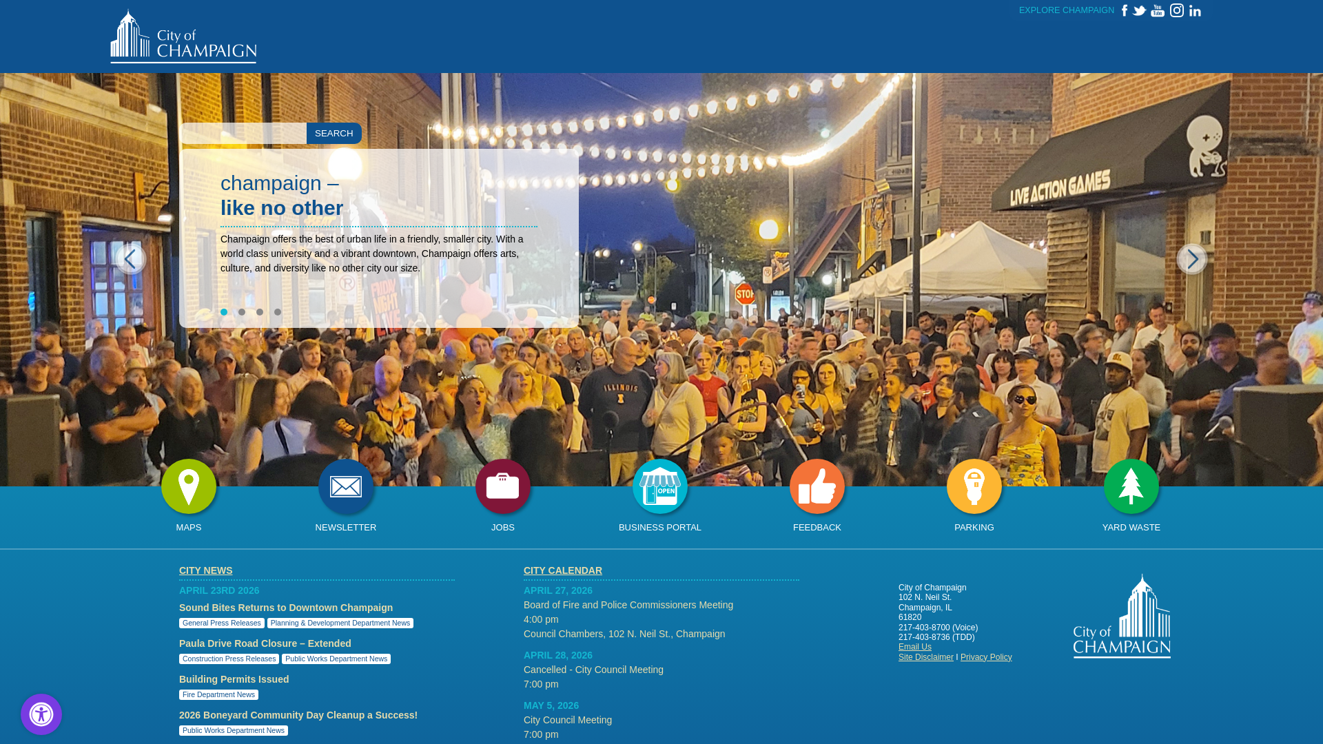 website screenshot of http://www.champaignil.gov/