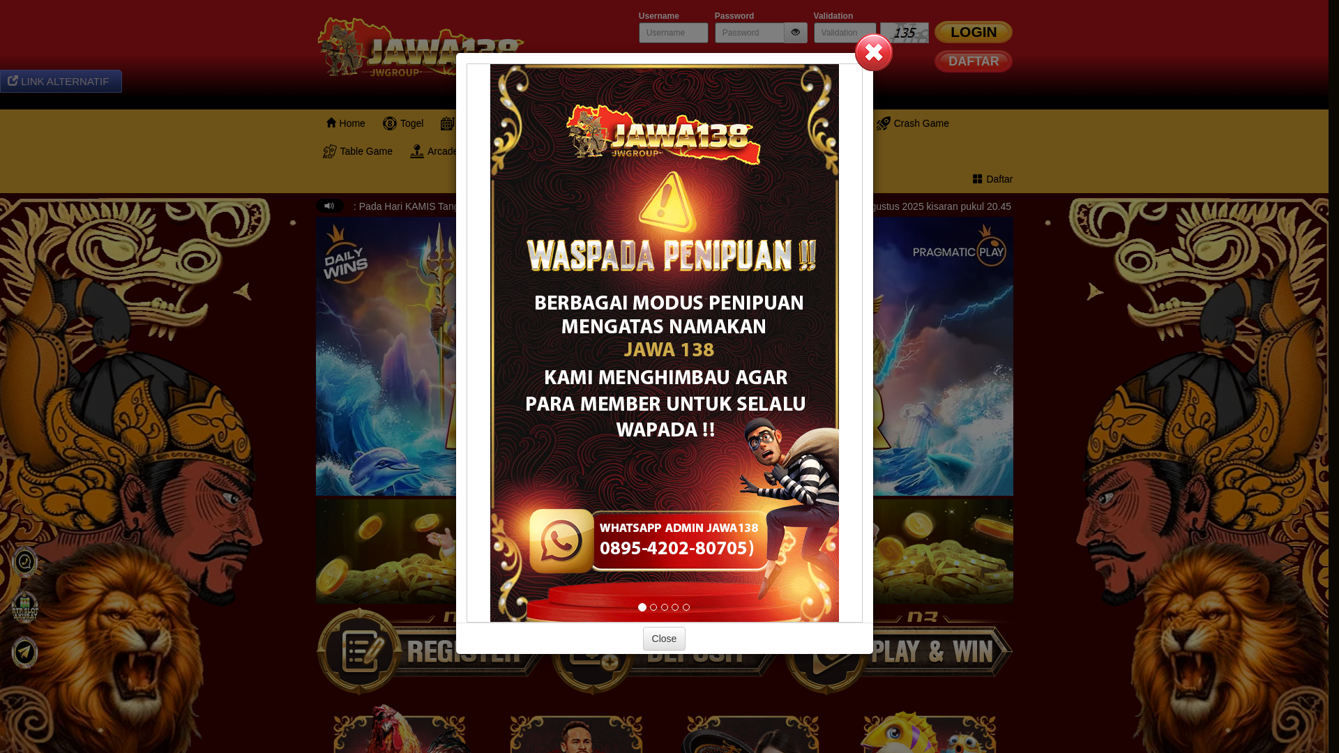 website screenshot of https://jawa138paten.site/