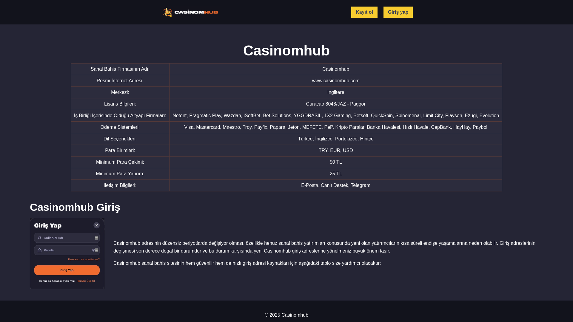 website screenshot of https://casinomhub-resmi-giris.vip/