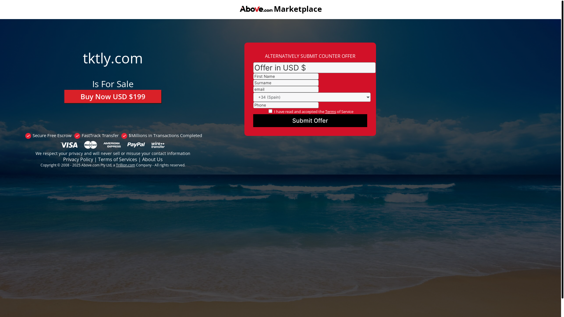 website screenshot of https://tktly.com/