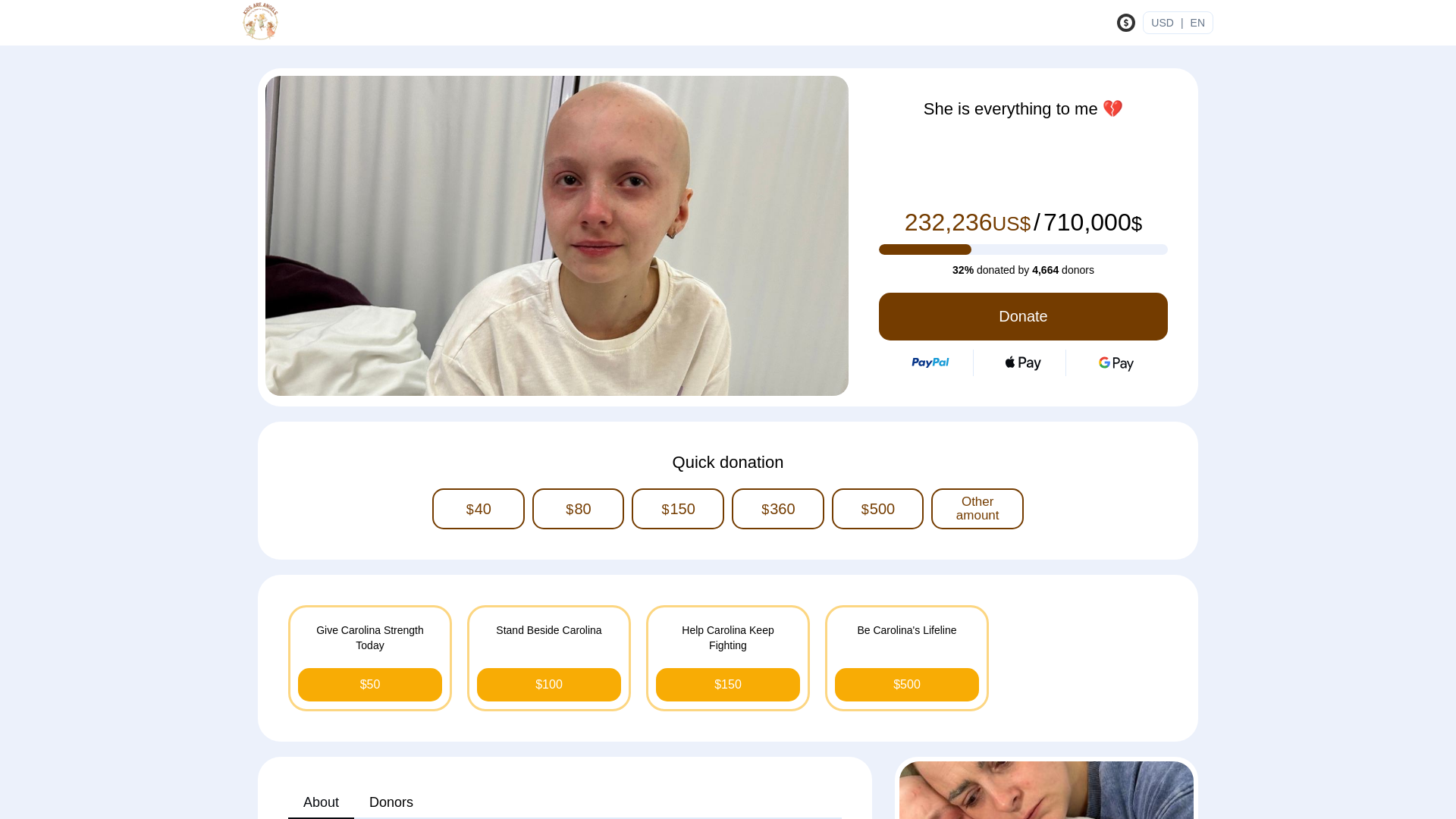 website screenshot of https://donatekidsareangels.org