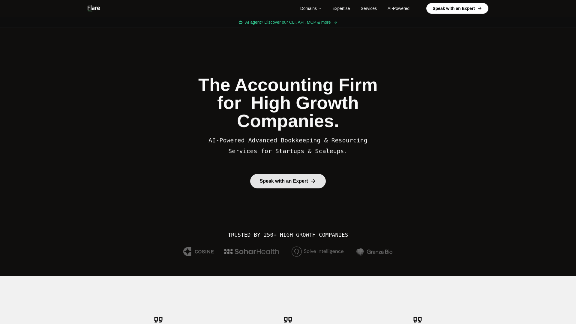 website screenshot of https://startflareco.com