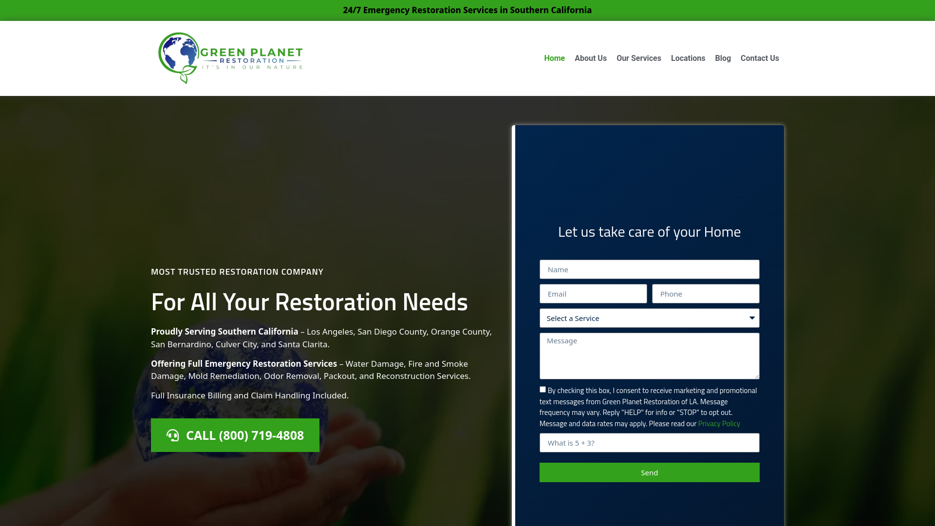 website screenshot of https://greenplanetrestorationnetwork.info