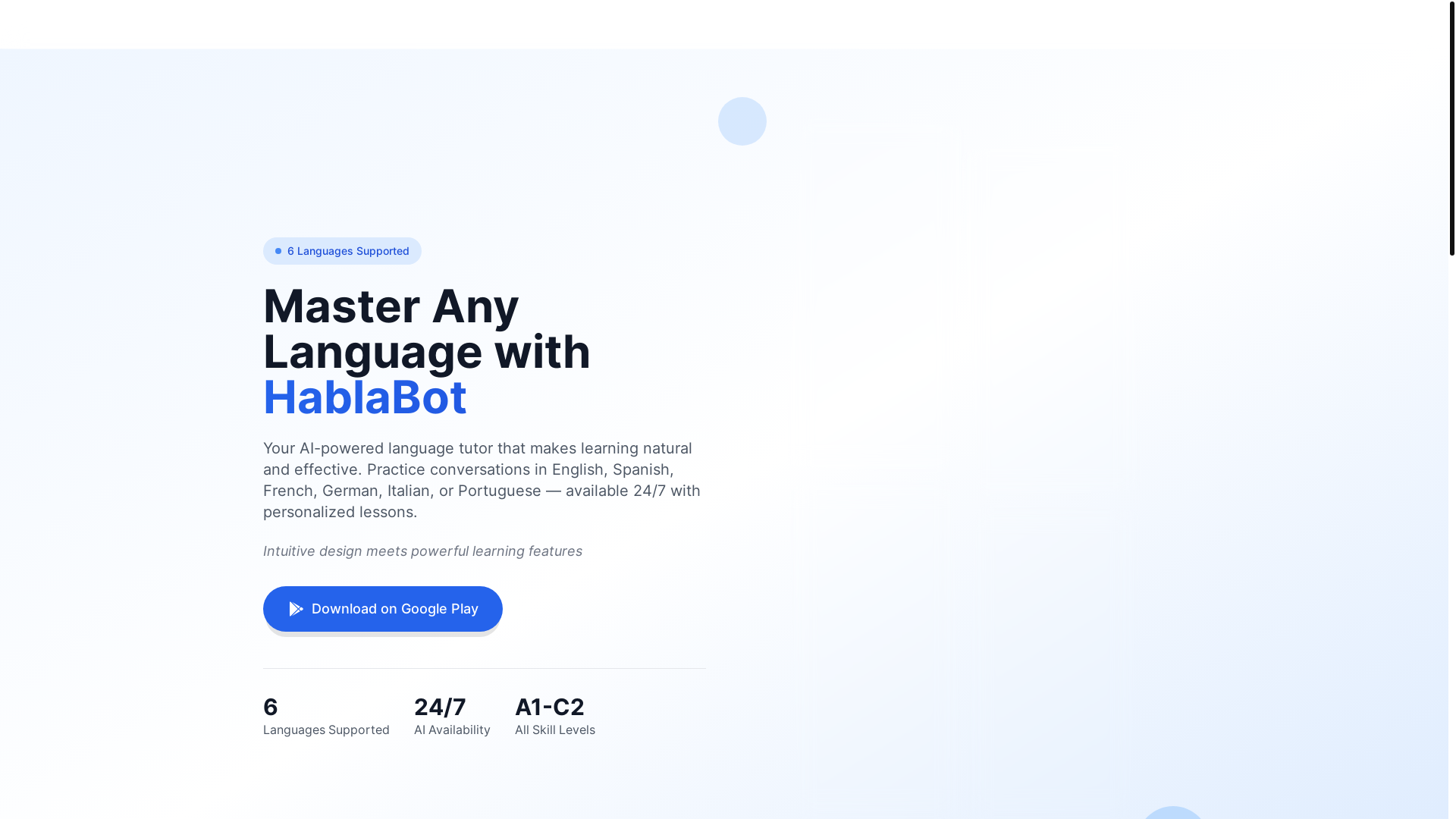 website screenshot of https://hablabot.pages.dev/