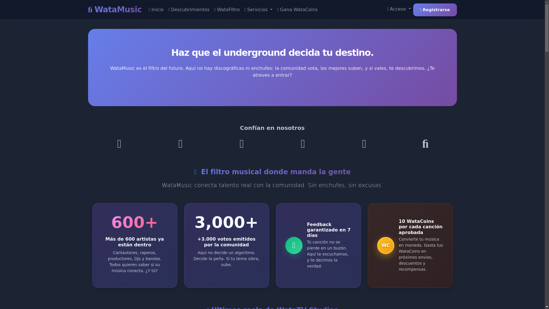 website screenshot of https://watamusic.tv/