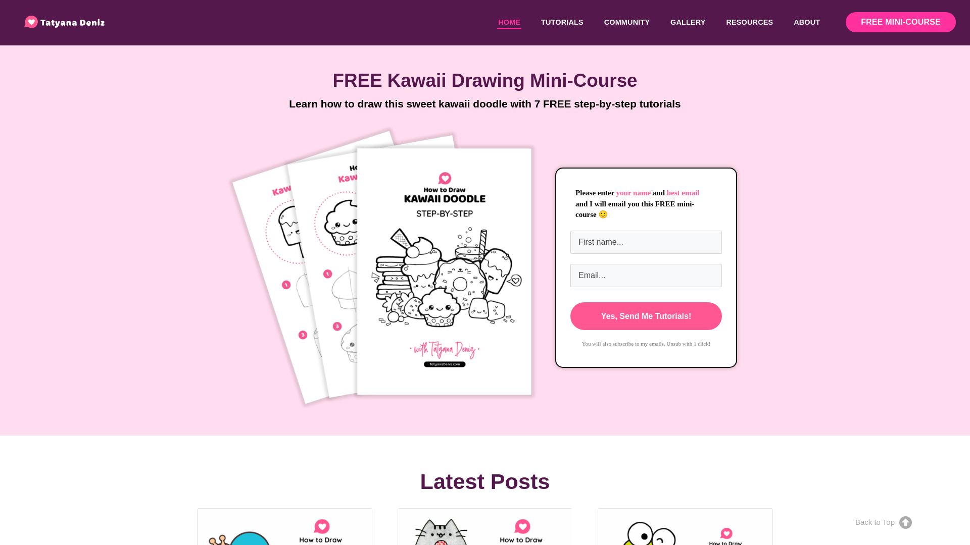 website screenshot of https://kawaii-drawings.com/