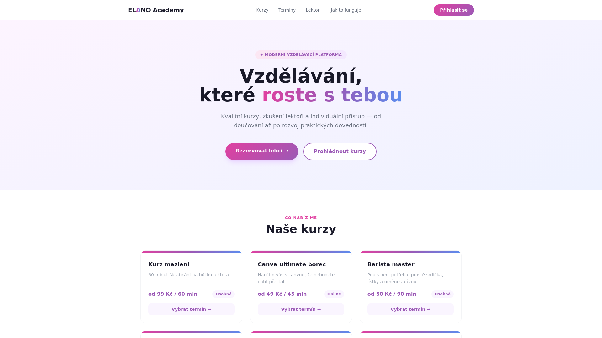 website screenshot of https://elanoacademy.com/