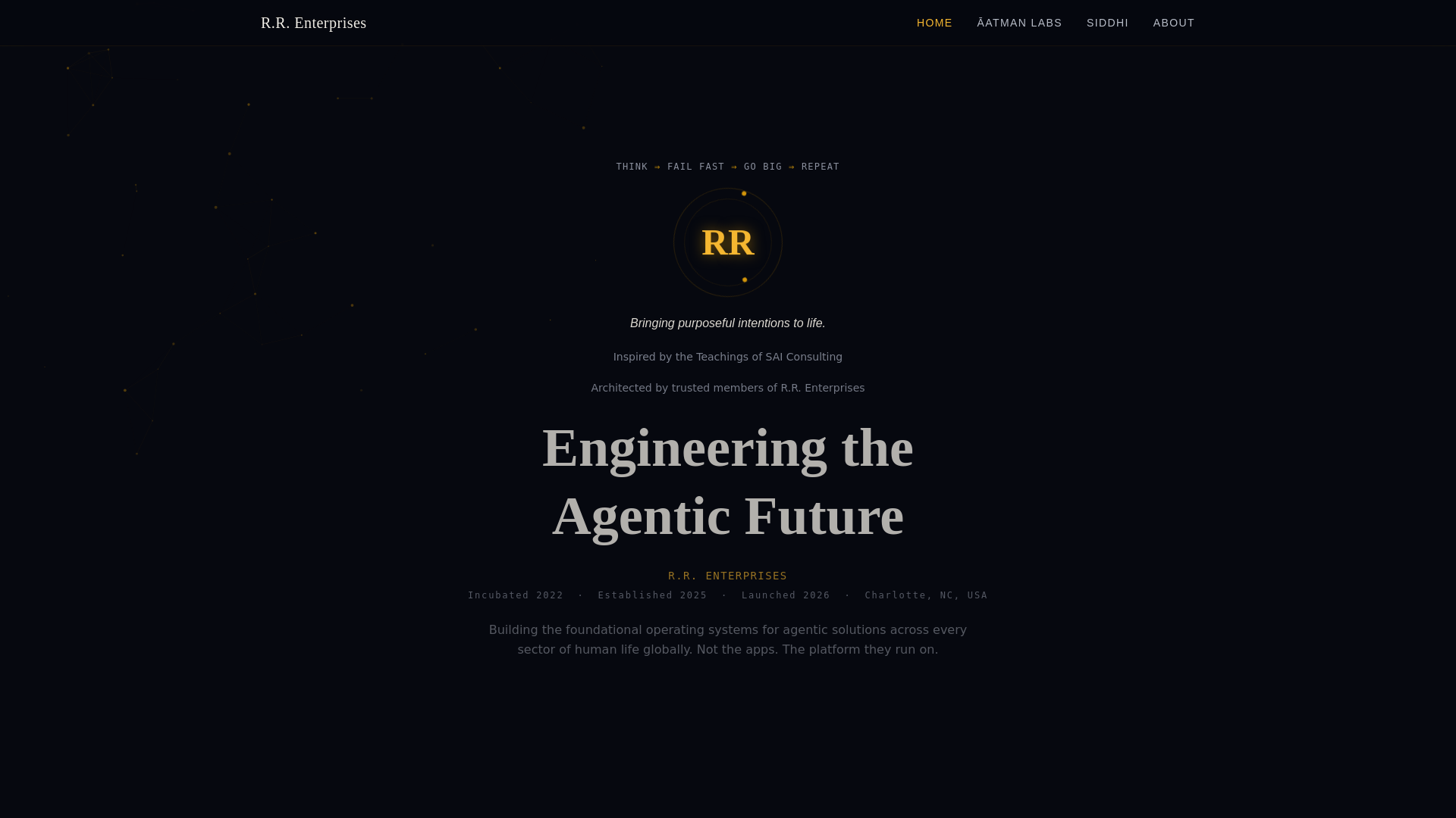 website screenshot of https://rrenterprises.ai