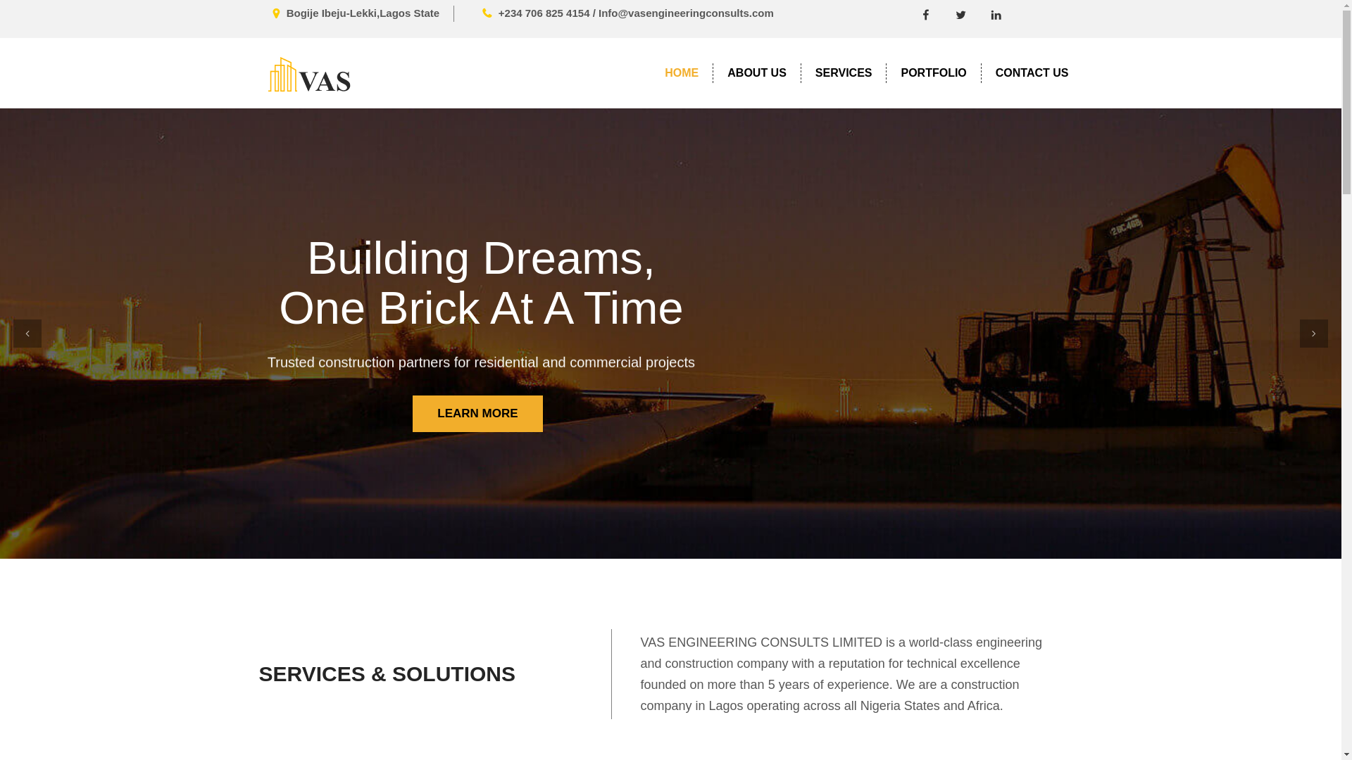 website screenshot of https://vasengineeringconsults.com/