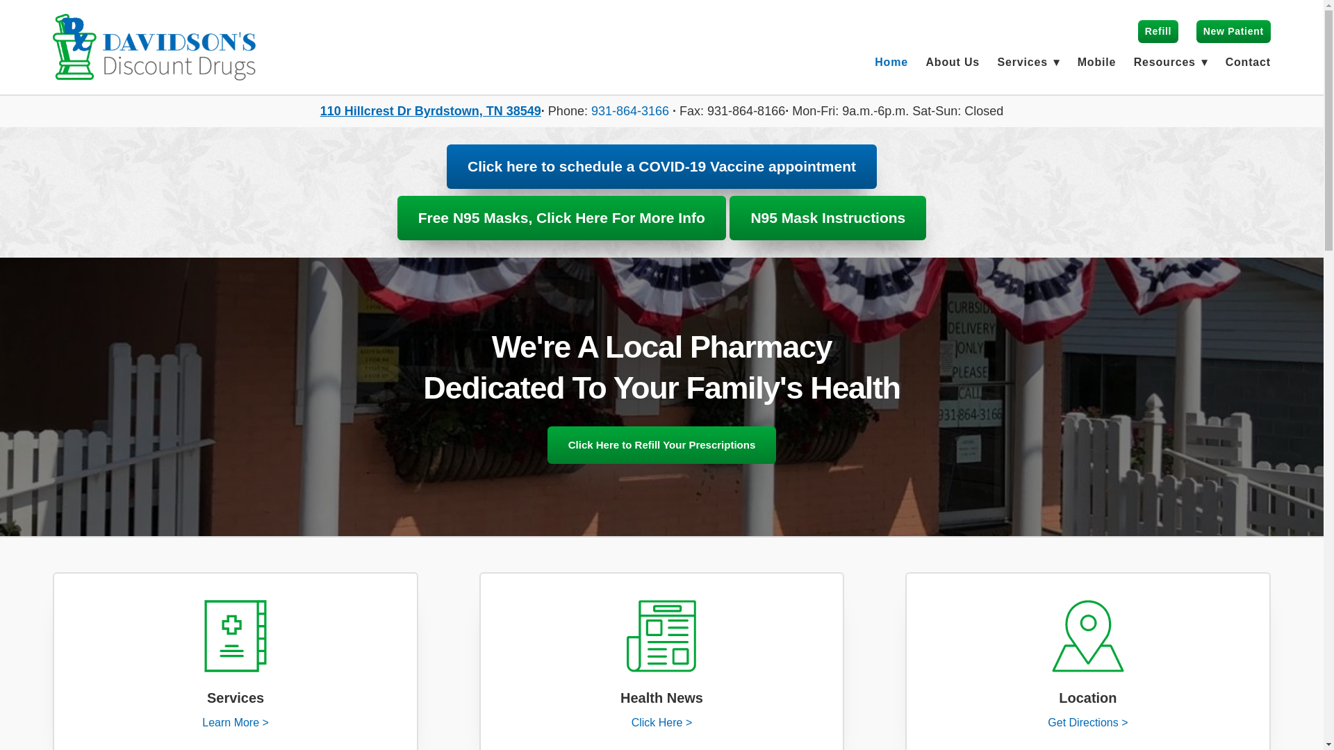 website screenshot of https://davidsonrx.com/