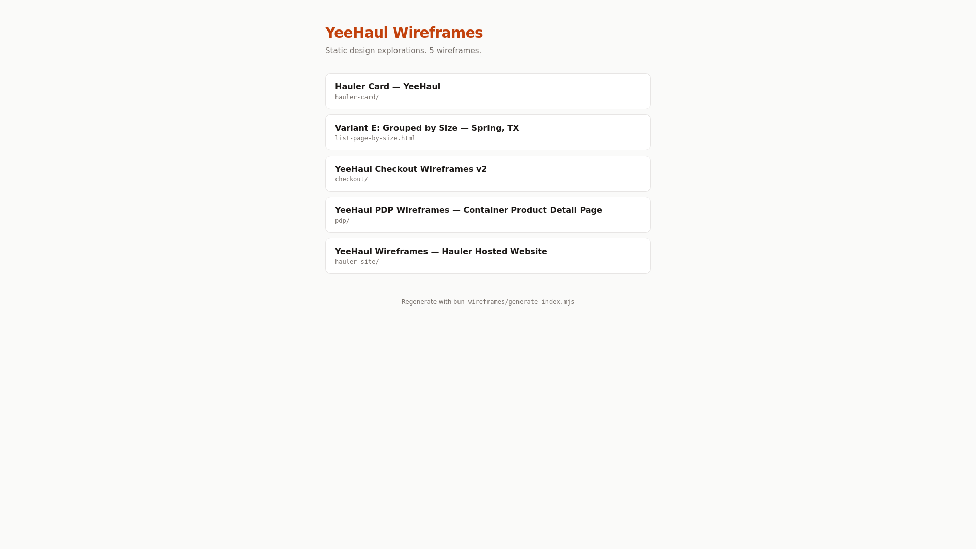 website screenshot of https://yeehaul-wireframes.pages.dev/