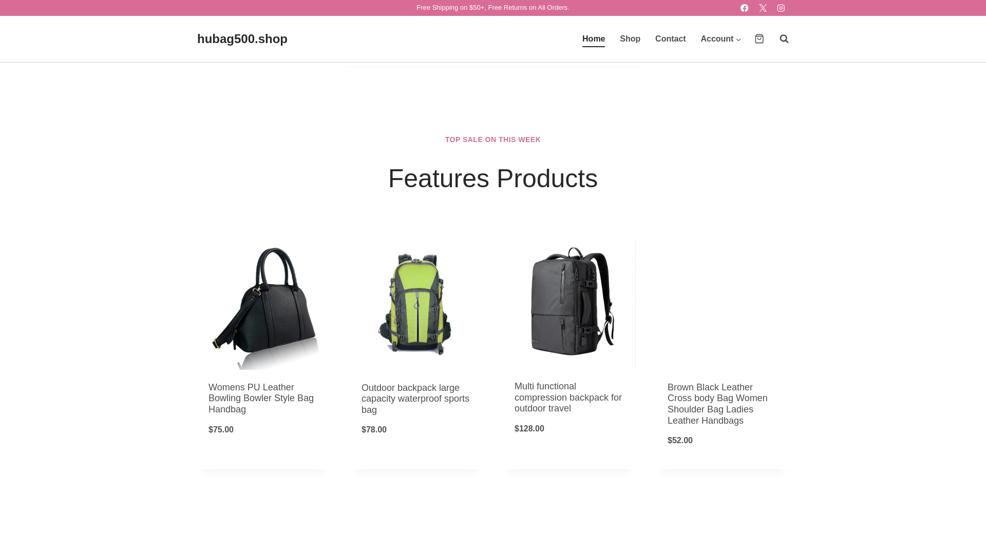 website screenshot of https://hubag500.shop/