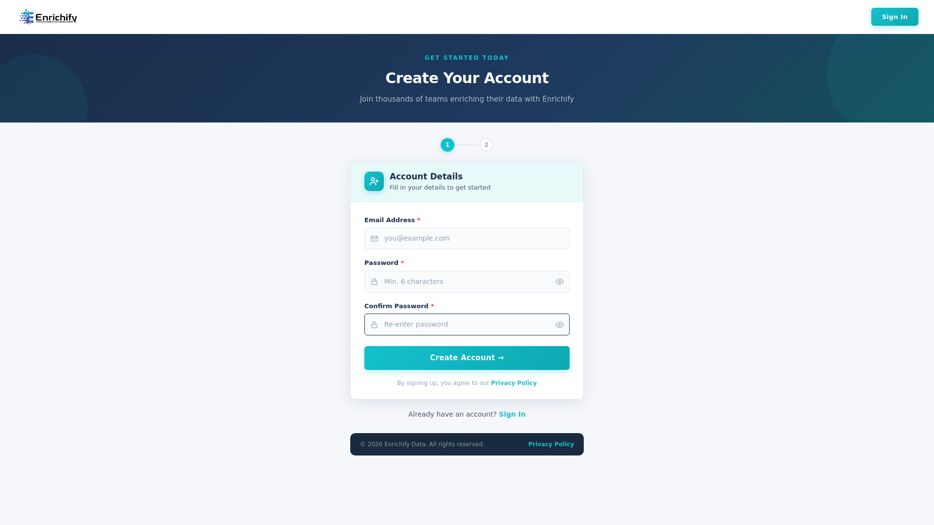 website screenshot of https://enrichifysftp.com/
