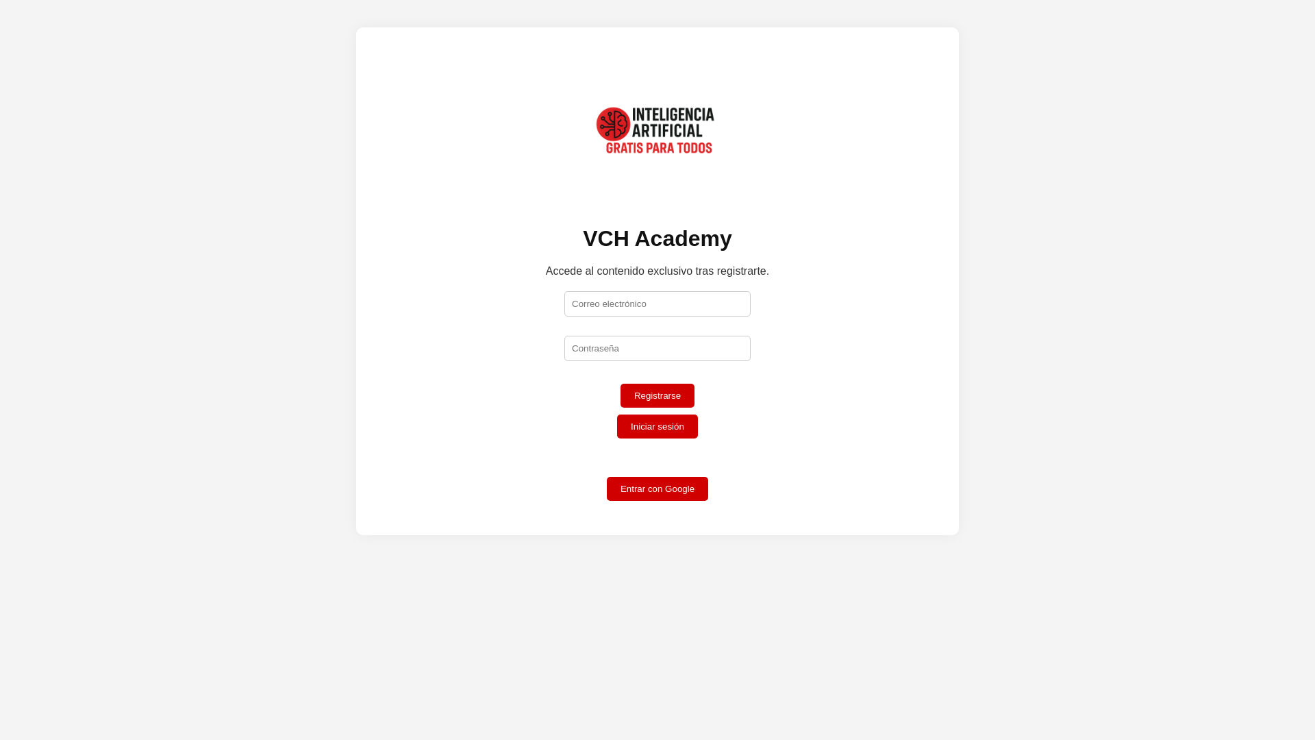 website screenshot of https://vchacademy.es/