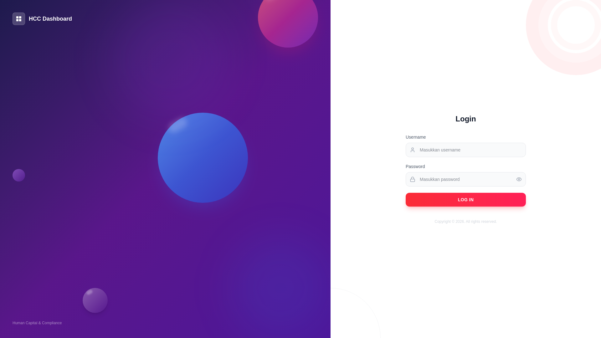 website screenshot of https://hccdashboard.web.id/