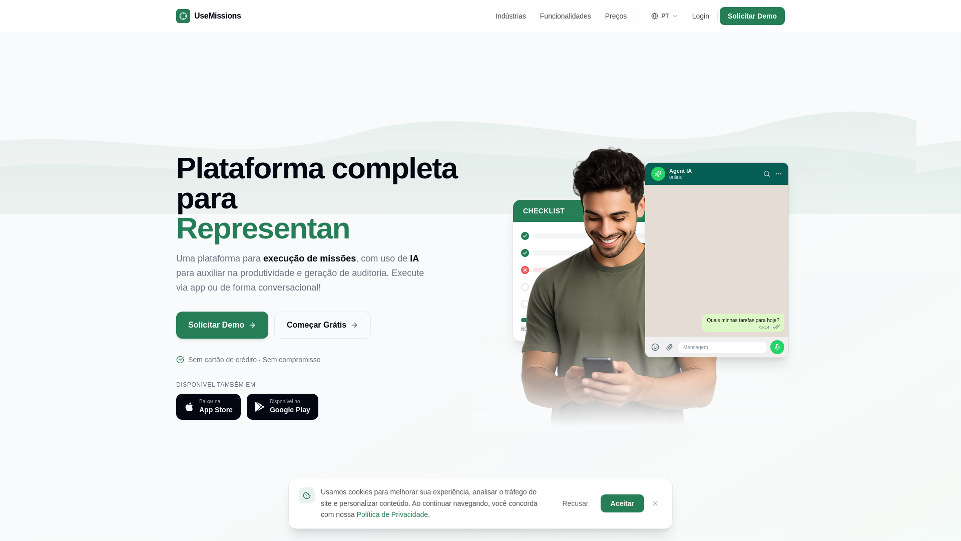 website screenshot of https://usemissions.app/