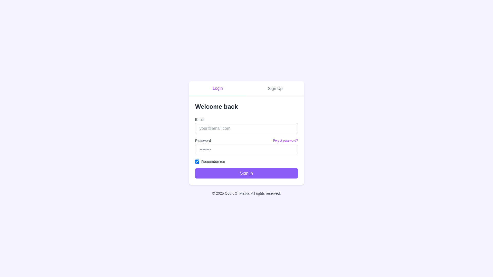 website screenshot of https://courtofmatka.com/