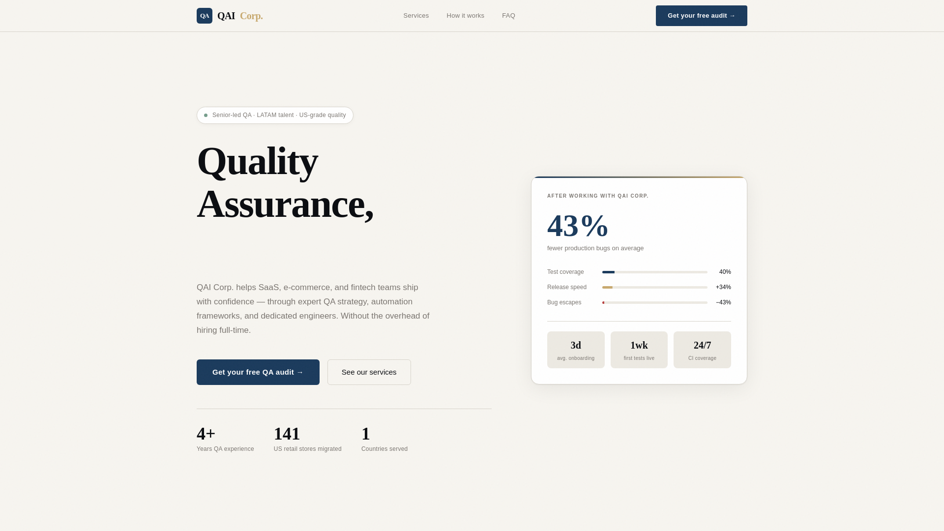 website screenshot of https://qaicorp.co/