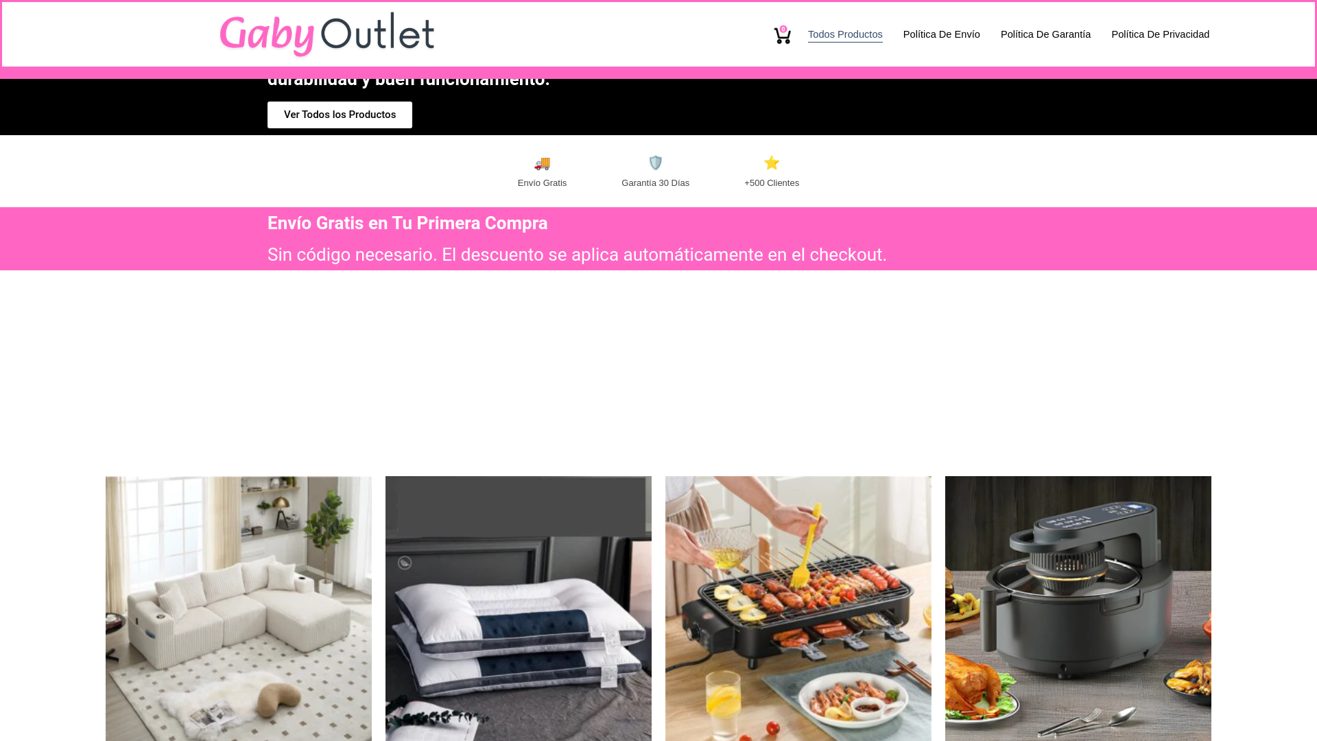 website screenshot of https://gabyoutlet.shop/