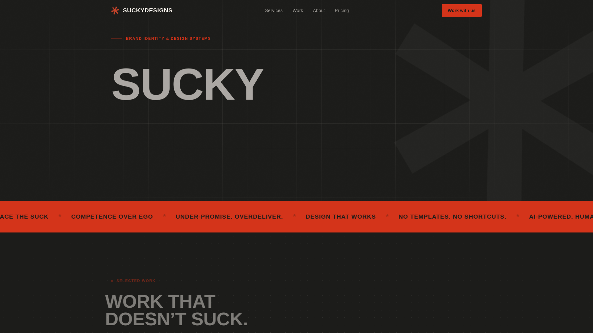 website screenshot of https://suckydesigns.com/