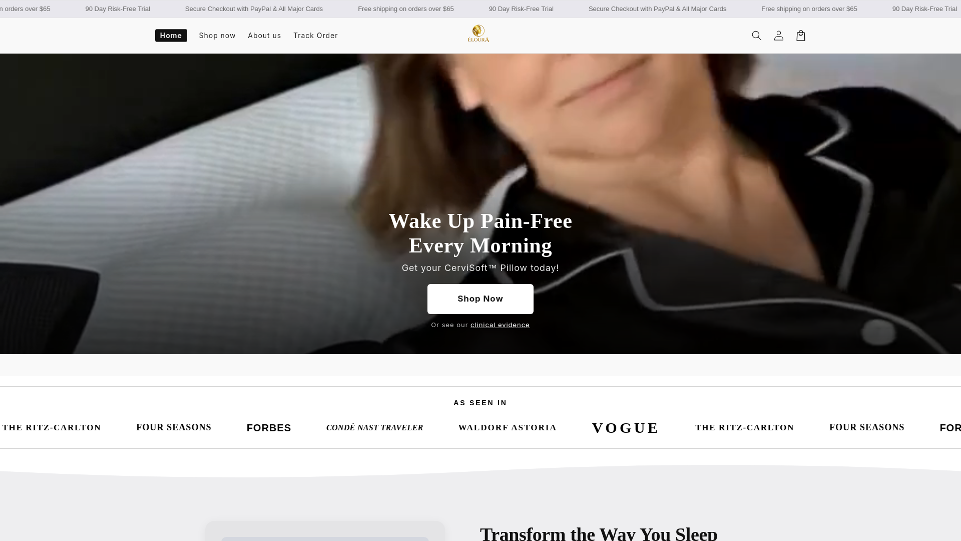 website screenshot of https://eloura-sleep.com/