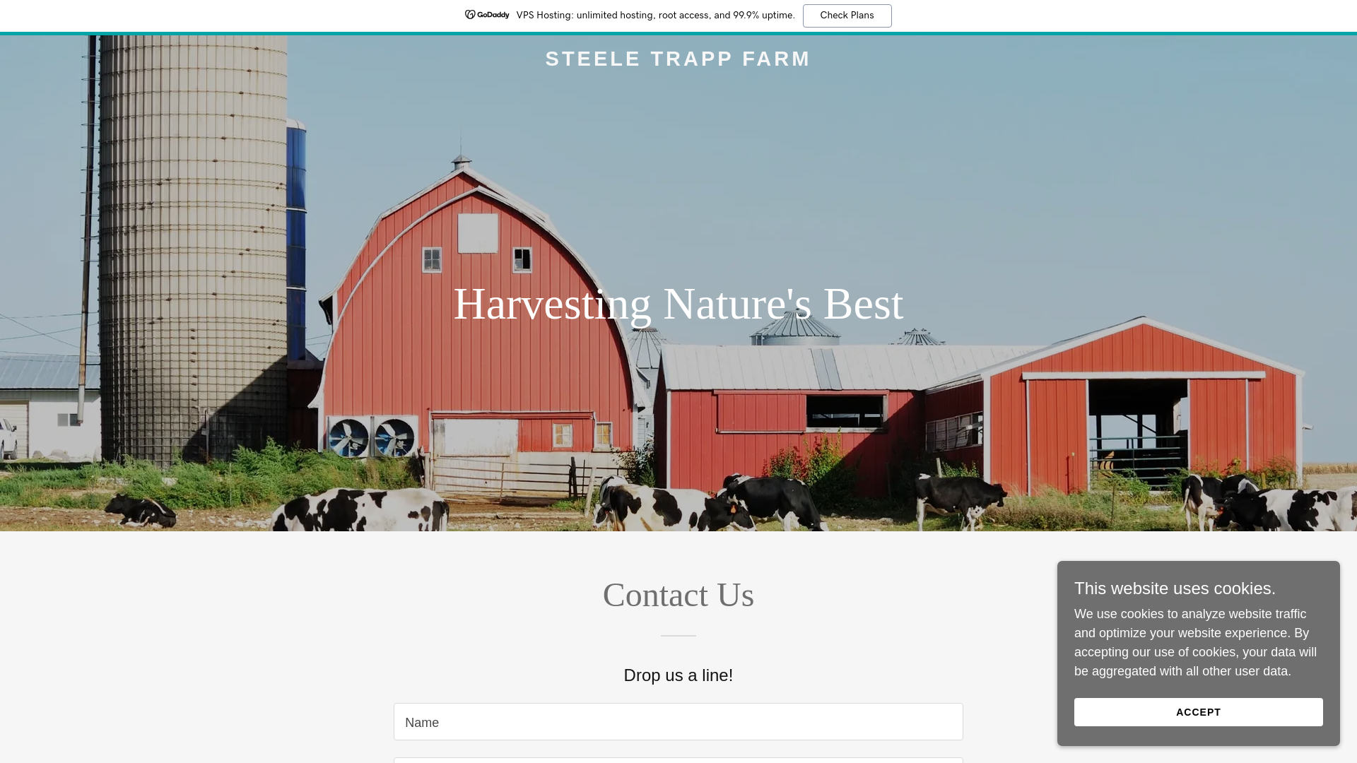 website screenshot of https://steeletrappfarm.com