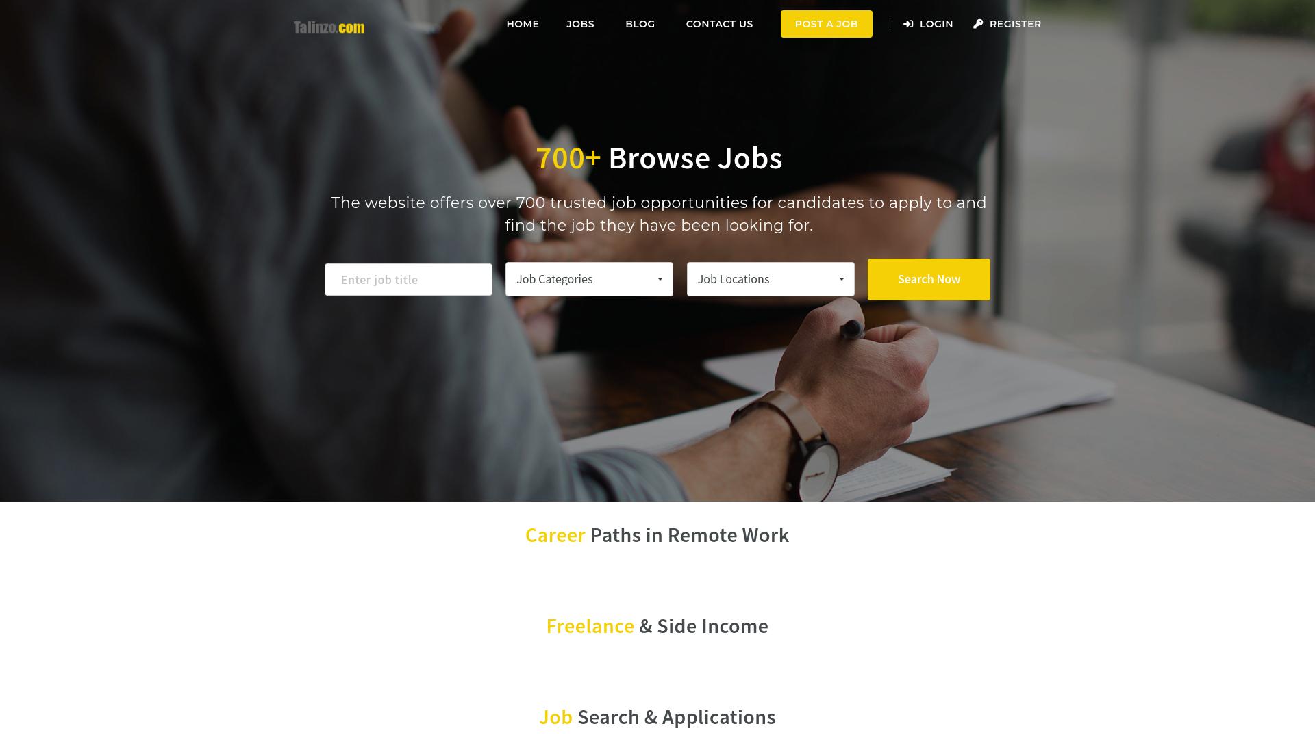 website screenshot of https://talinzo.com/