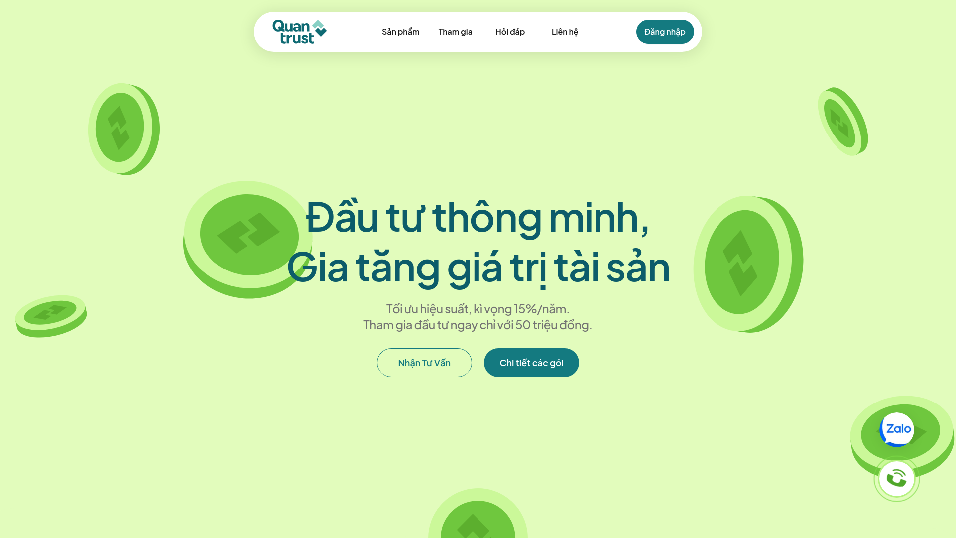 website screenshot of https://quantrust.vn