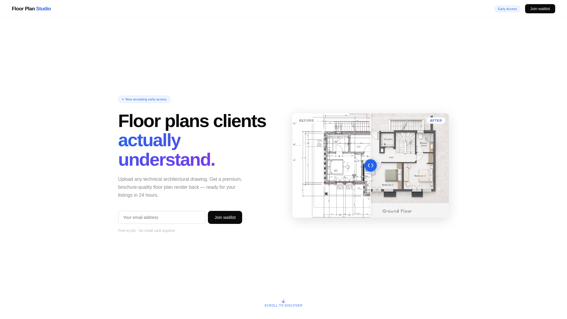 website screenshot of https://floorplanstudio.ai