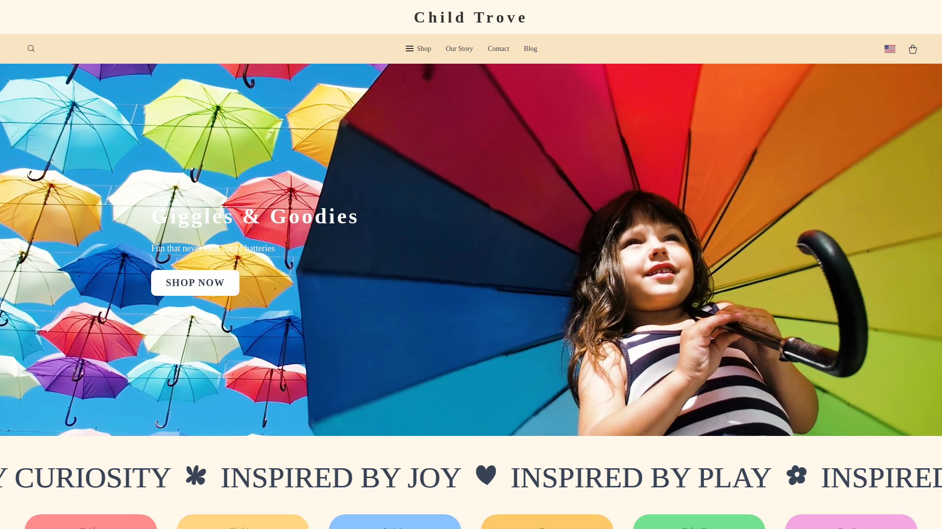 website screenshot of https://childtrove.shop/