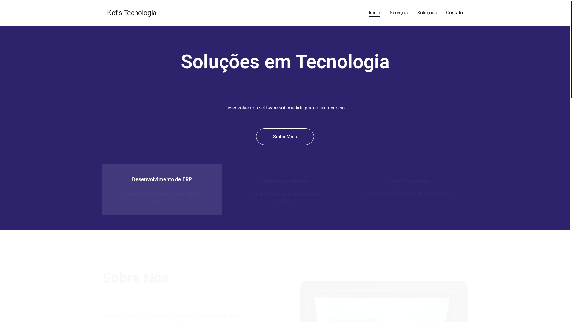 website screenshot of https://kefistecnologia.com.br/