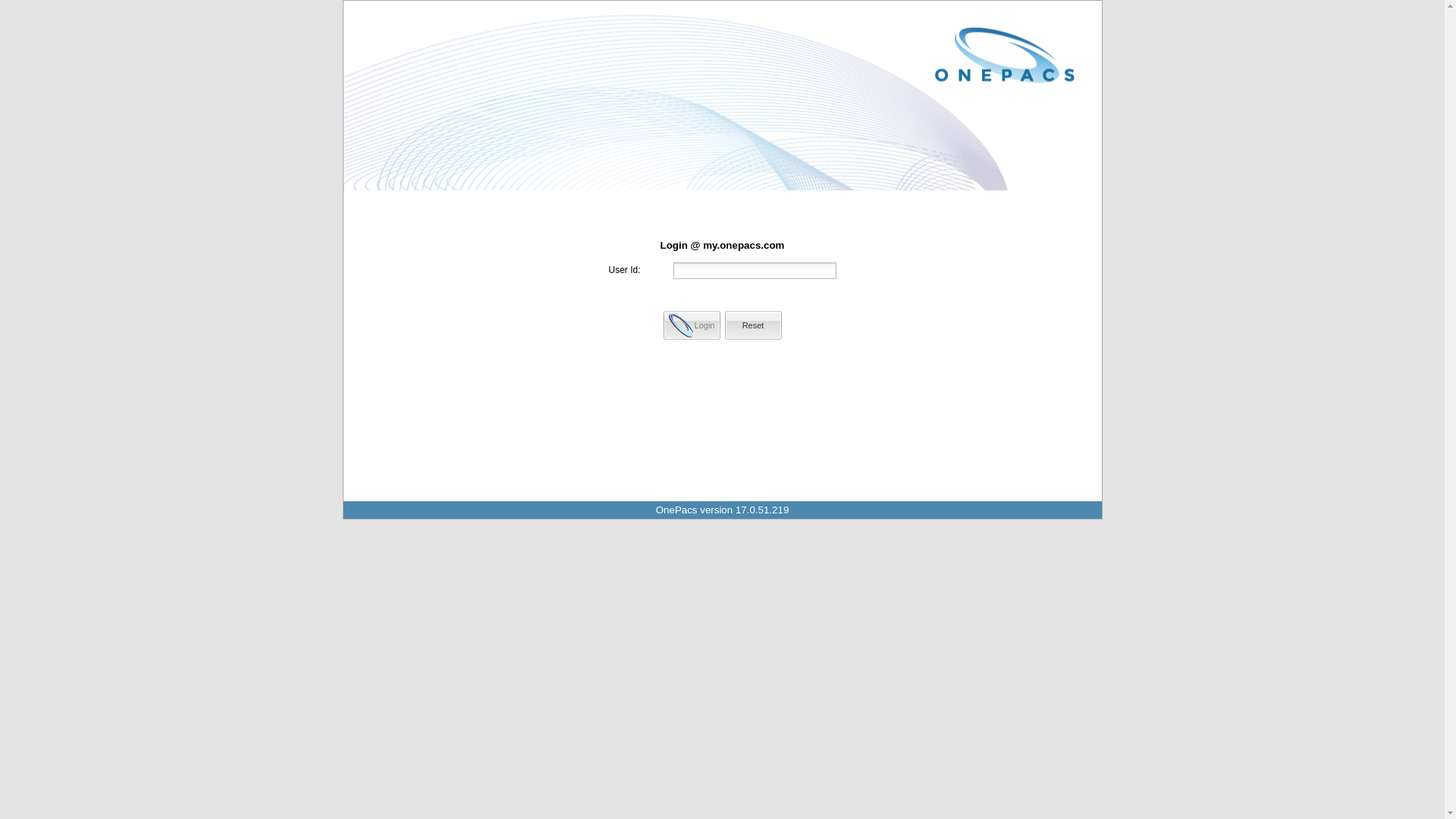 website screenshot of https://my.onepacs.com/