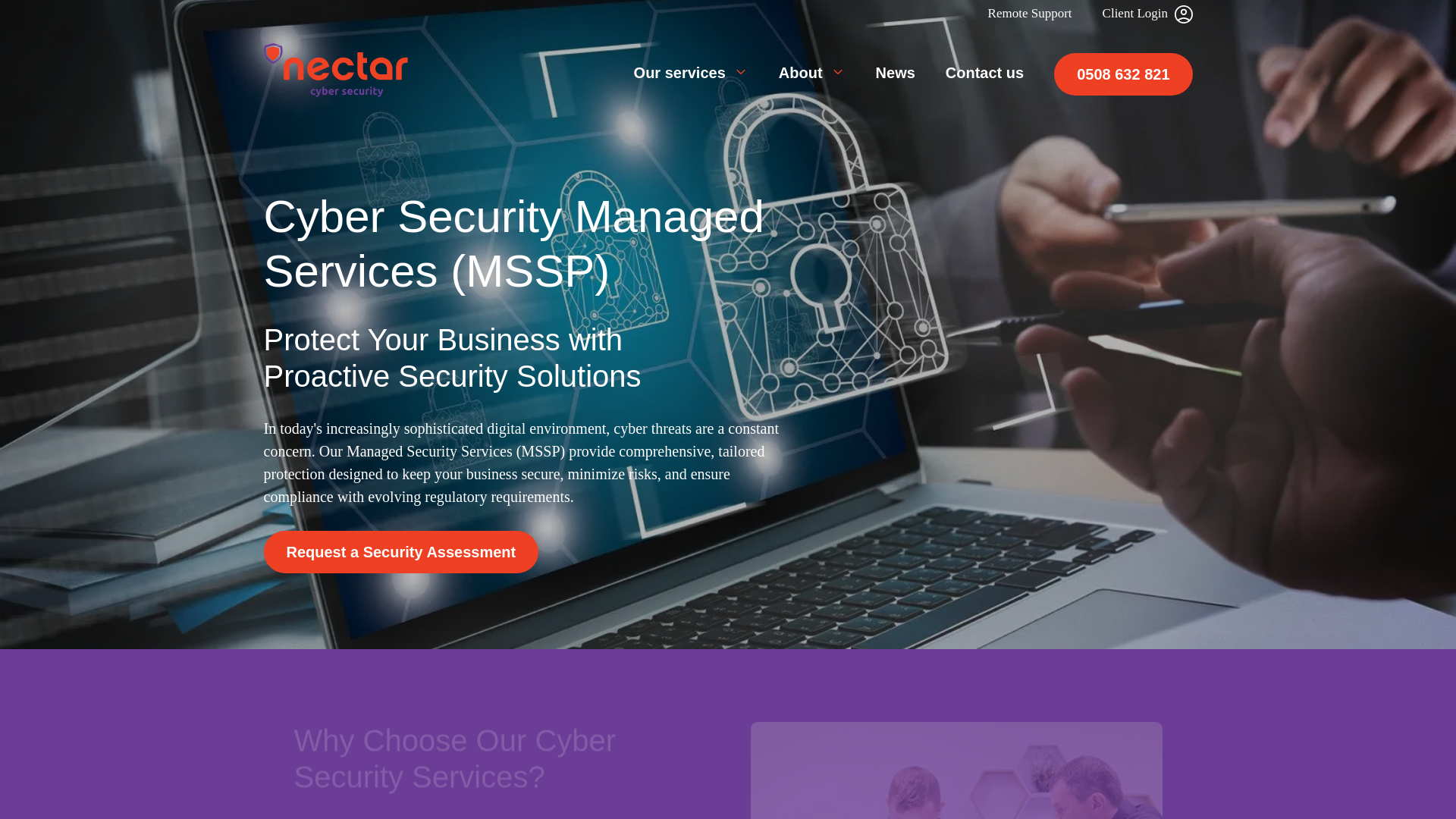 website screenshot of https://nectarsec.co.nz