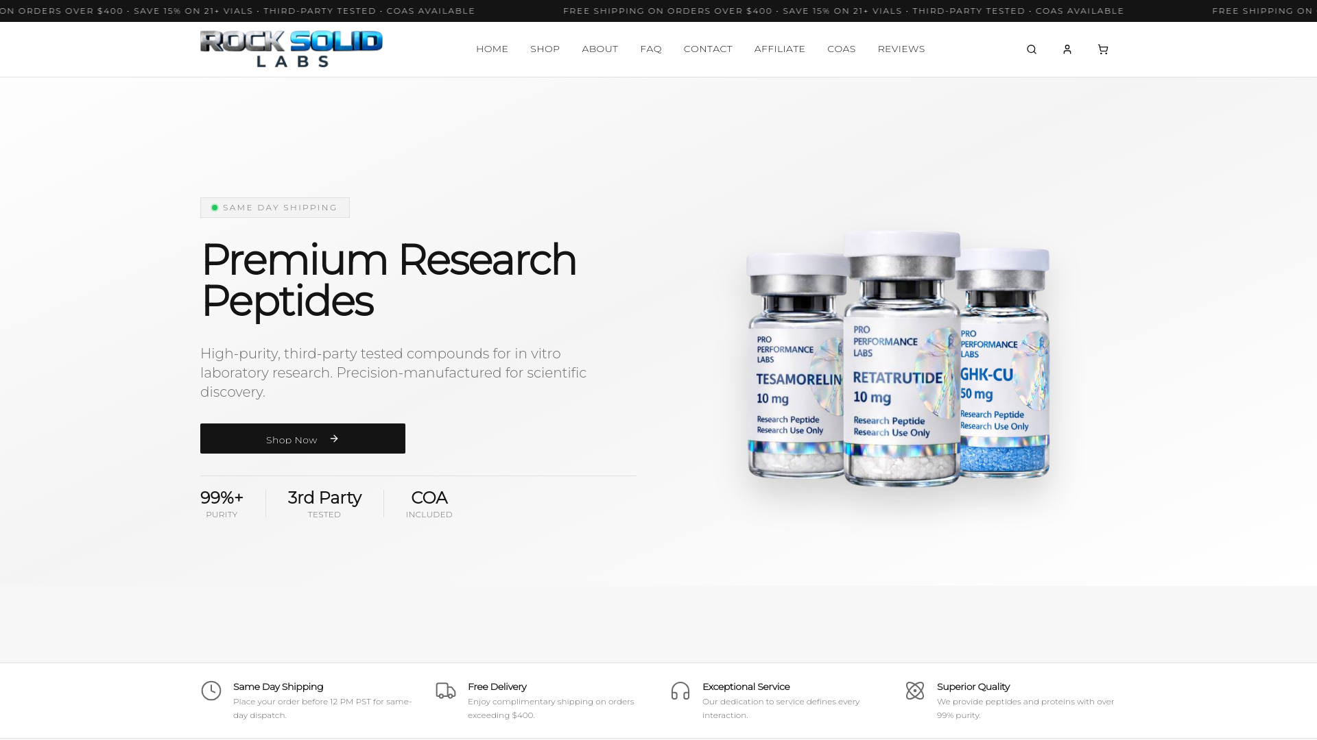 website screenshot of https://rocksolid-labs.com/