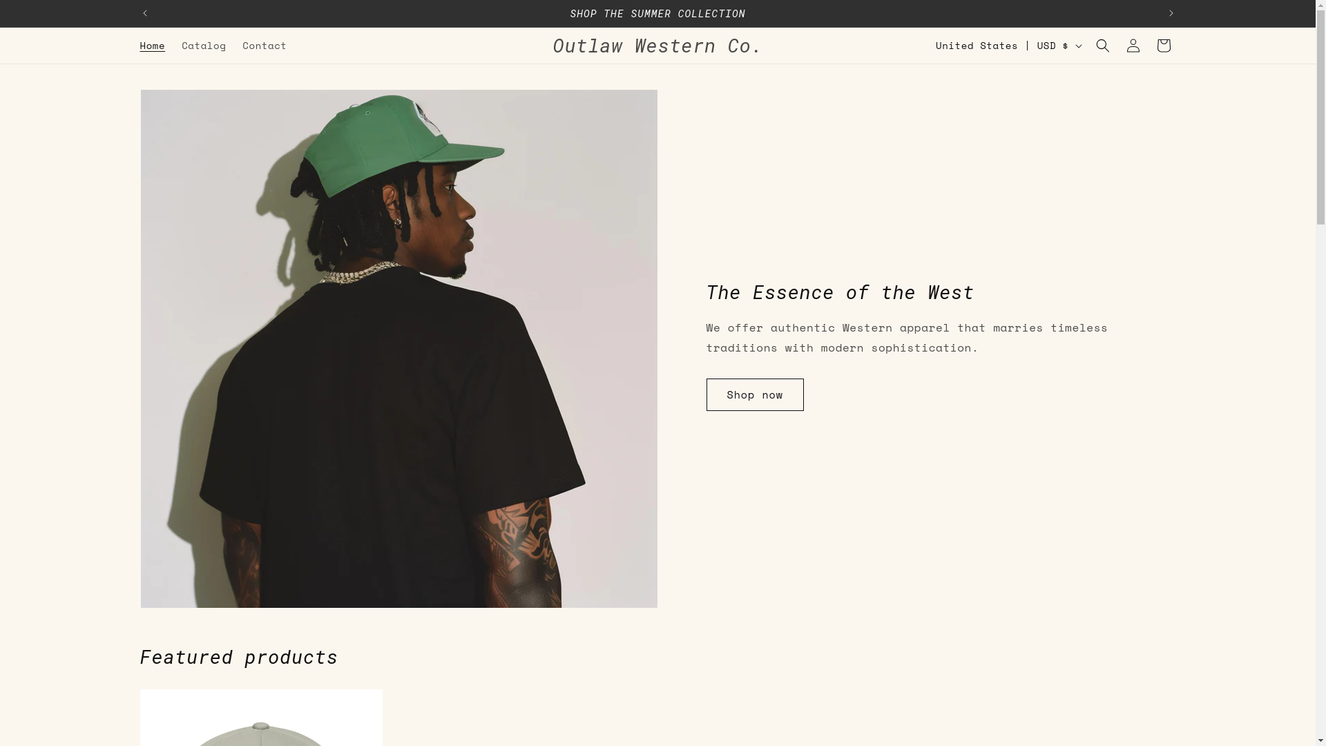 website screenshot of https://outlawwesternco.store/