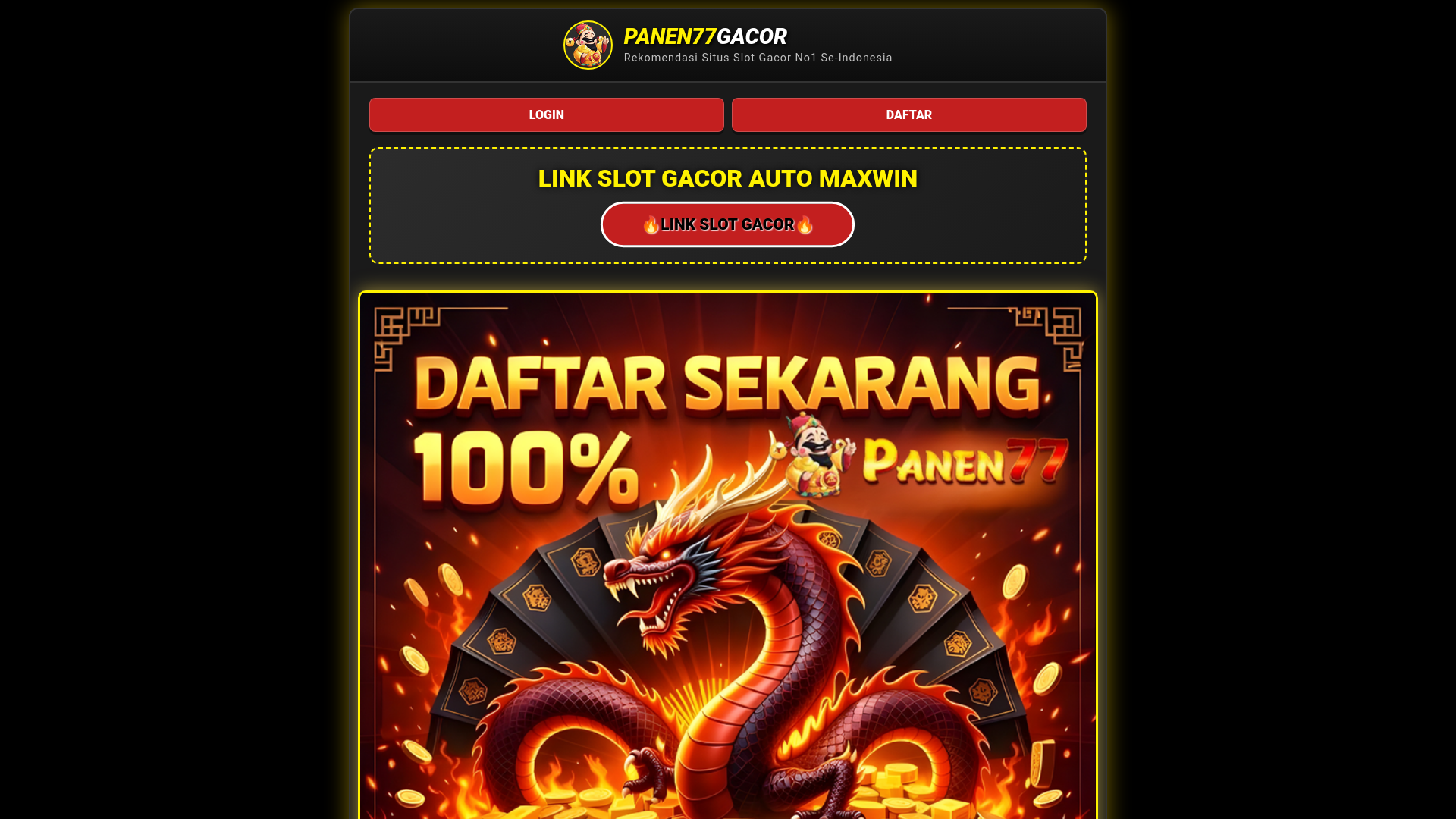 website screenshot of https://panen77banjirjp.site/