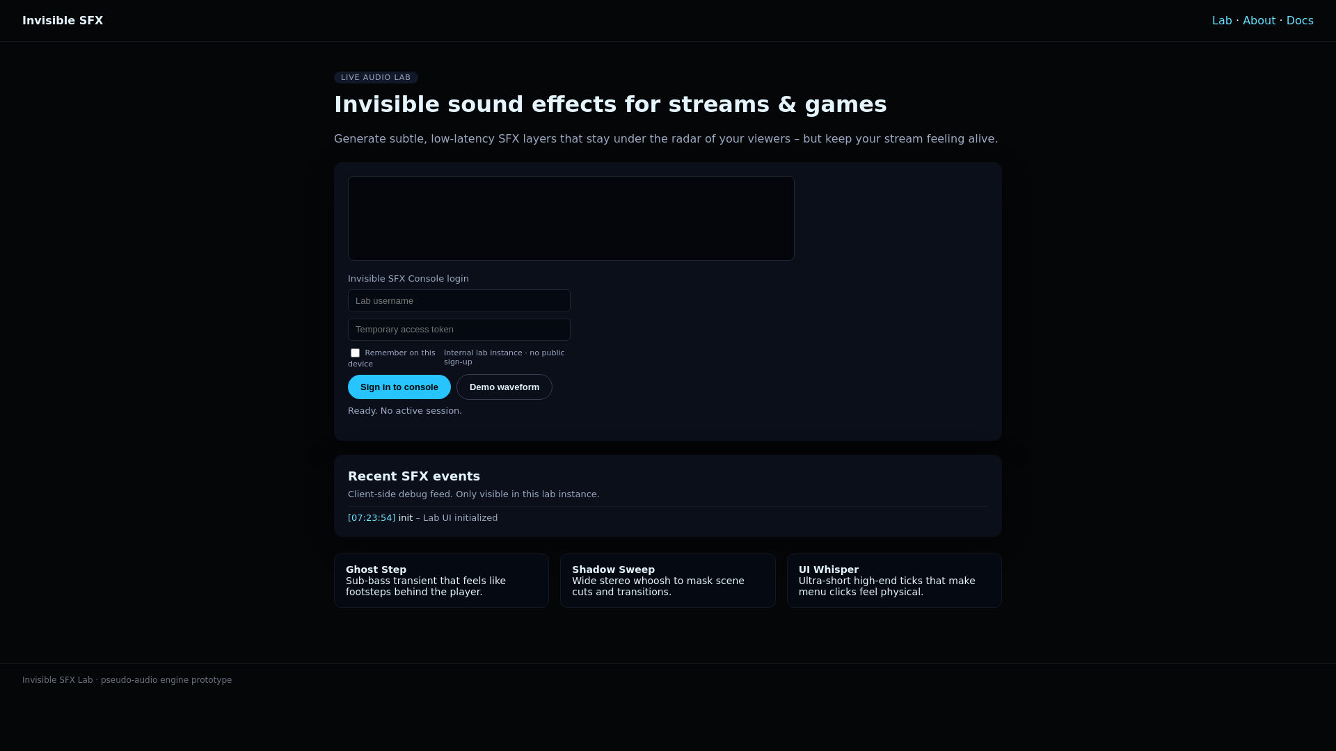 website screenshot of https://invisiblesfx.uk/