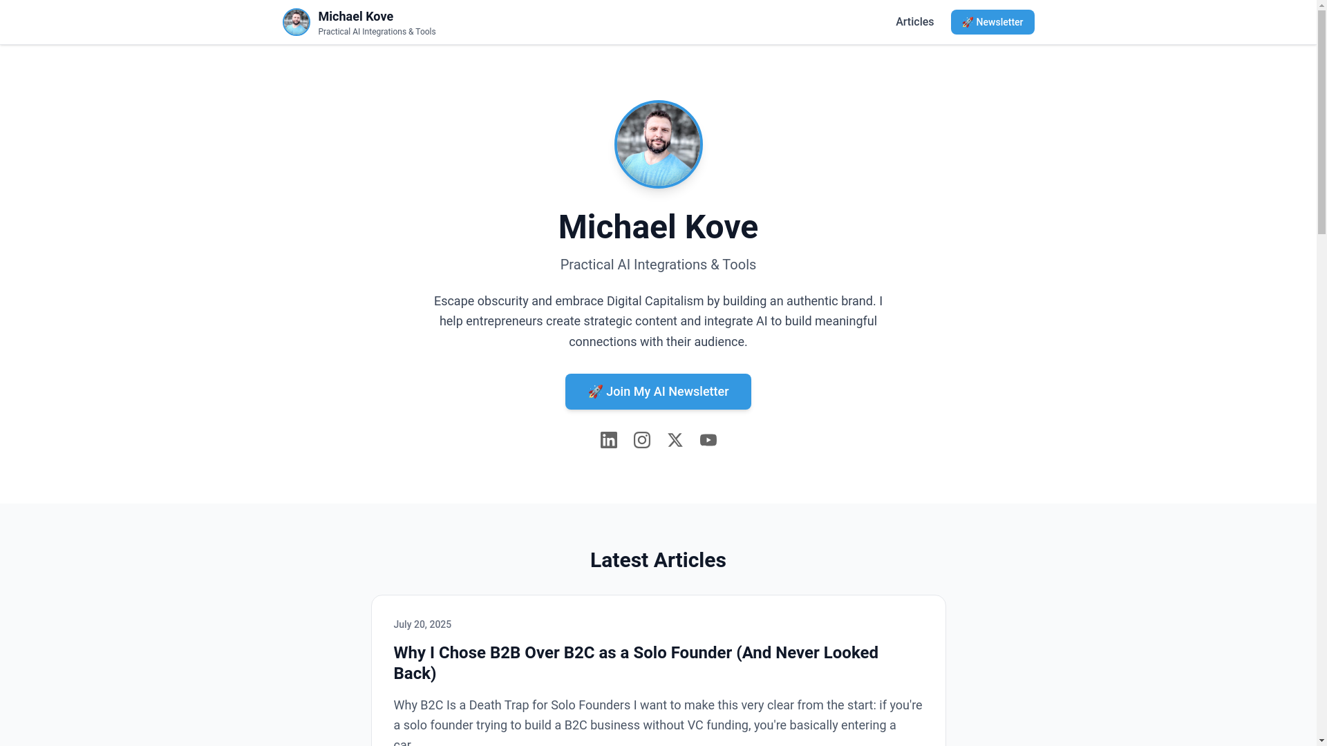 website screenshot of https://michaelkove.pages.dev/