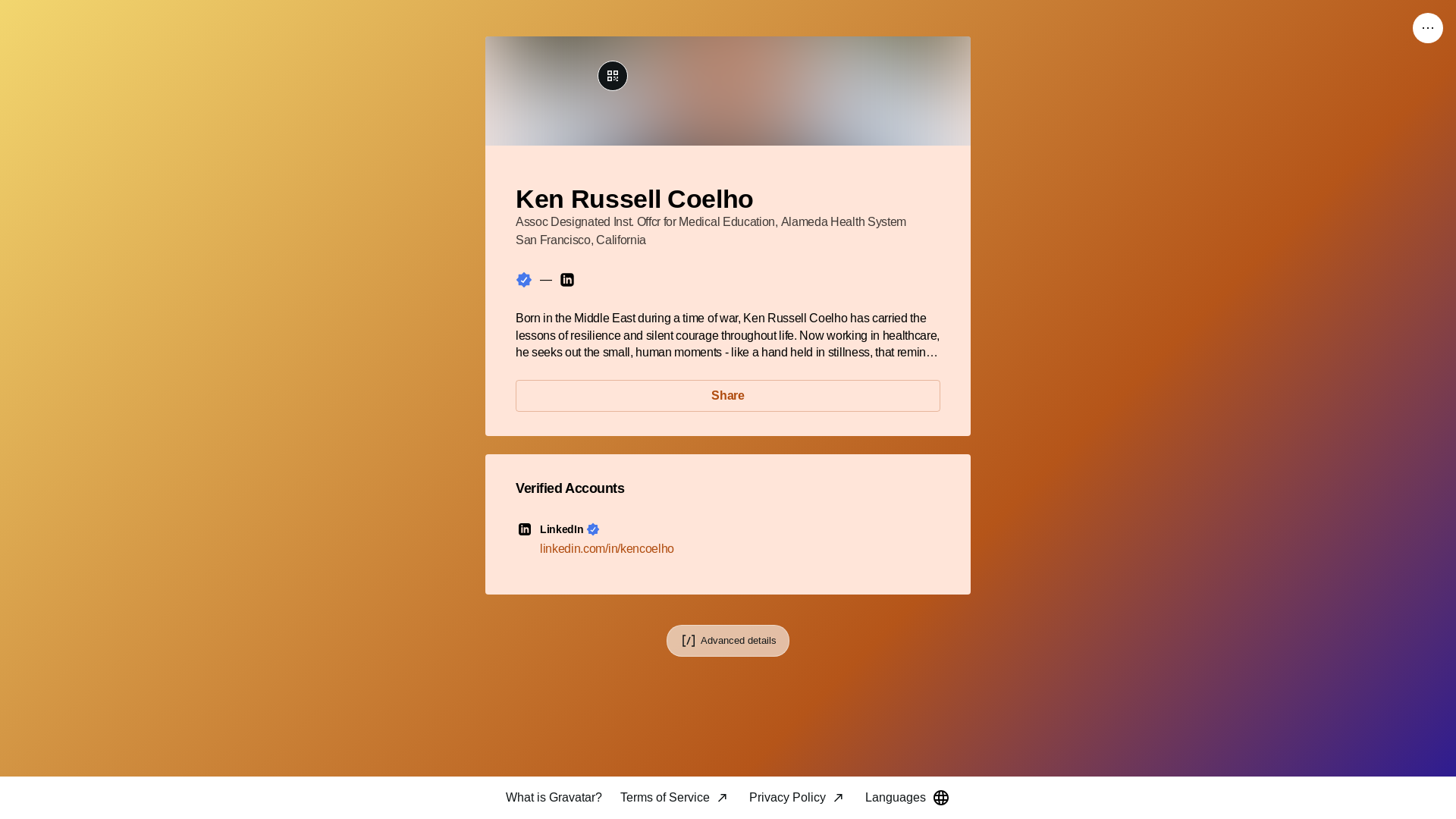 website screenshot of https://kenrussellcoelho.link/