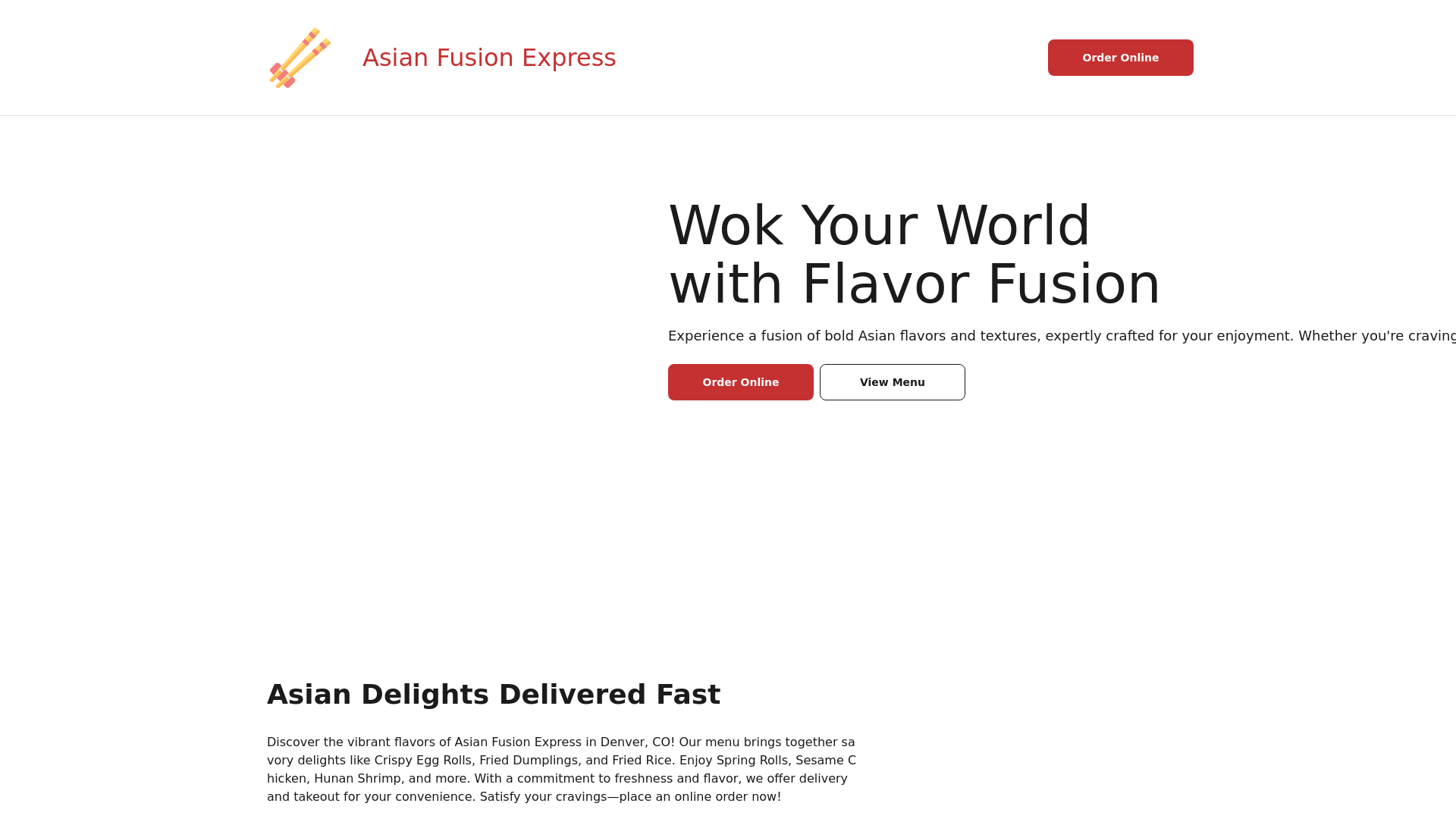 website screenshot of https://asianfusionexpressco.com/