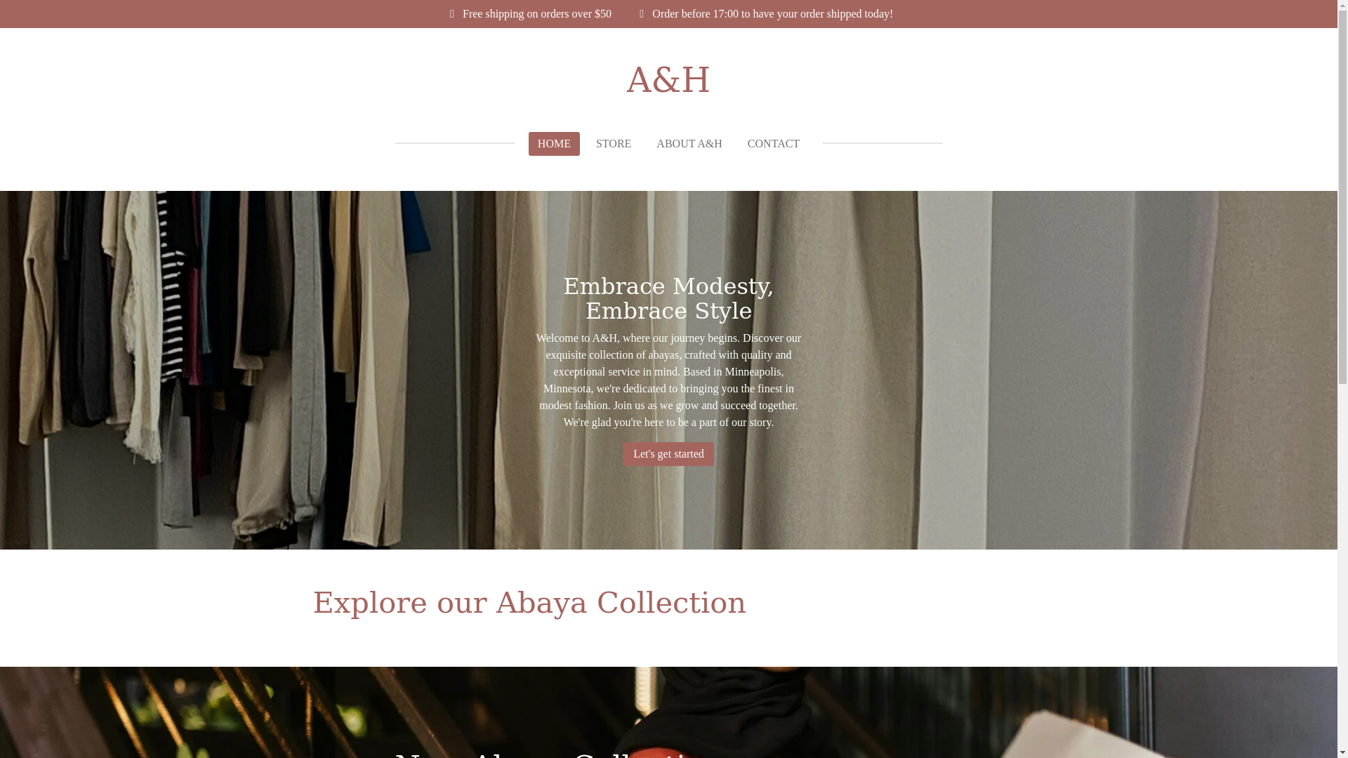 website screenshot of https://a-h-abayas.com/