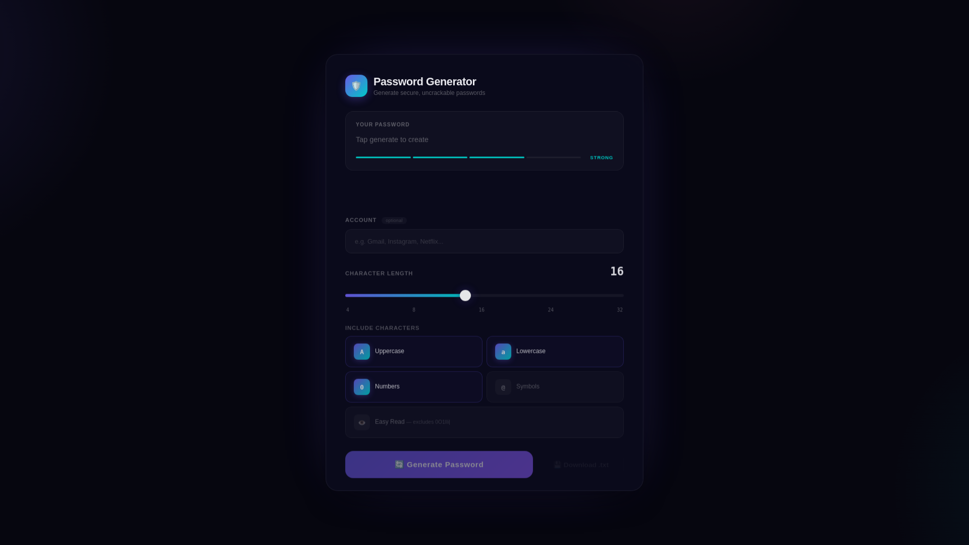 website screenshot of https://passwordcreationapp.com/