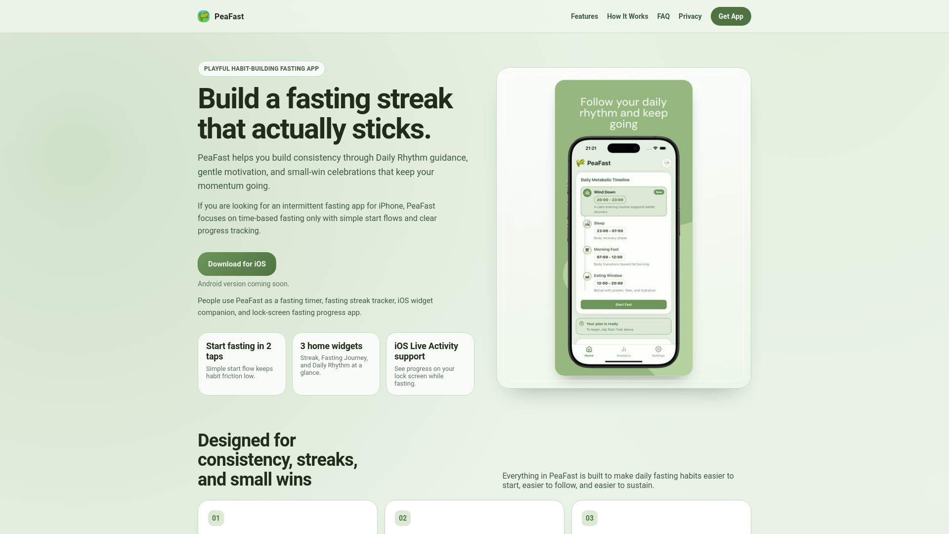 website screenshot of https://peafast.com/