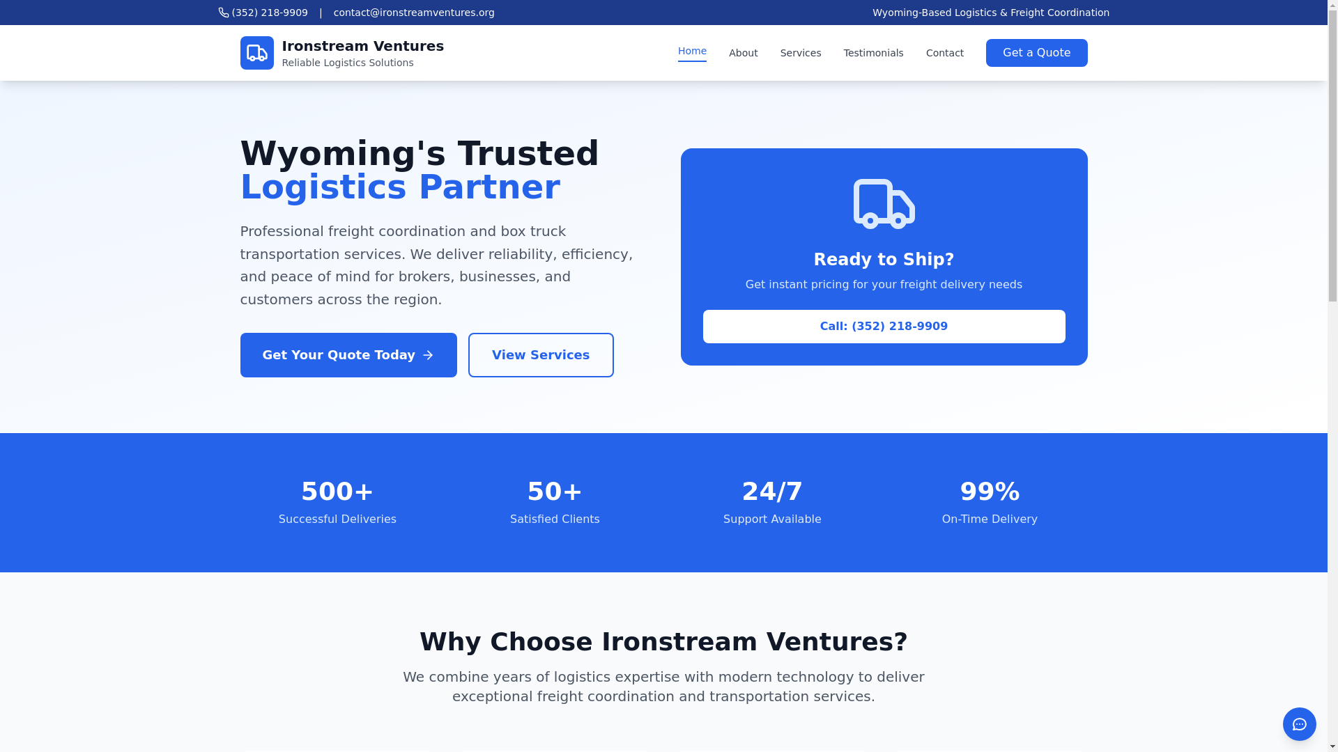 website screenshot of https://ironstreamventures.org/
